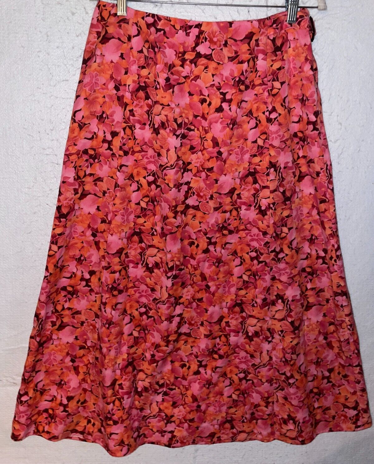 Vintage Talbots floral maxi lyocell cotton skirt Womens Size 10 Pink Flare USA