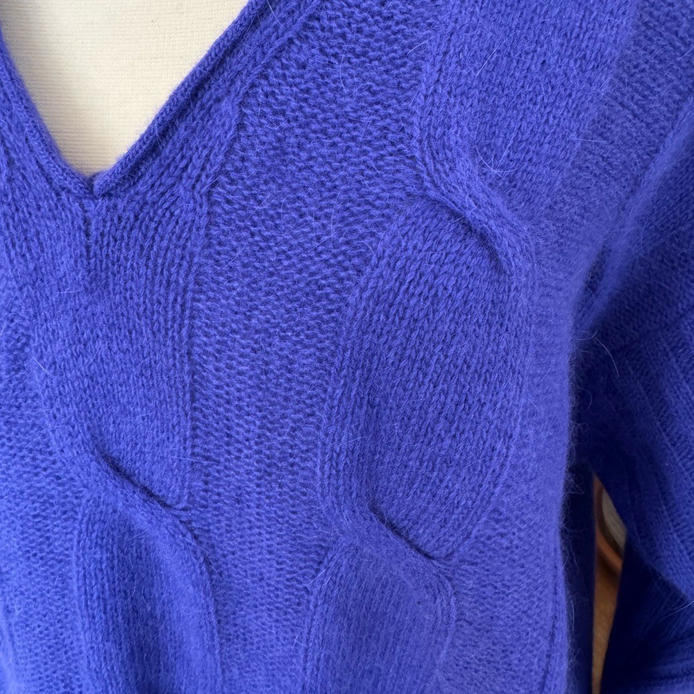 Vintage Lambswool Angora Cable Knit Sweater – Royal Purple layers Large