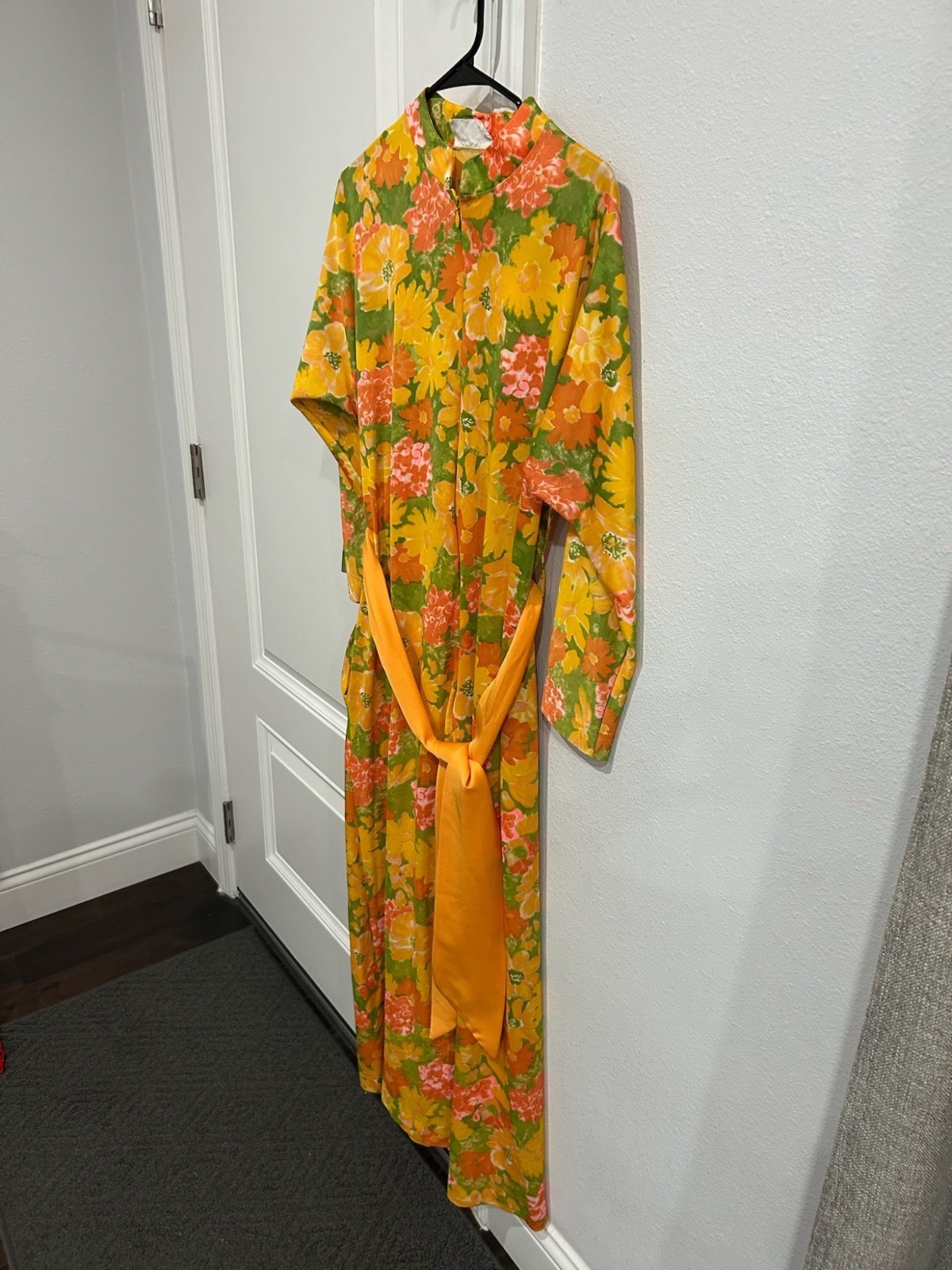 Vintage At Home Wear Van Raalte Sash Belt Floral Maxi Dress Size Medium Boho