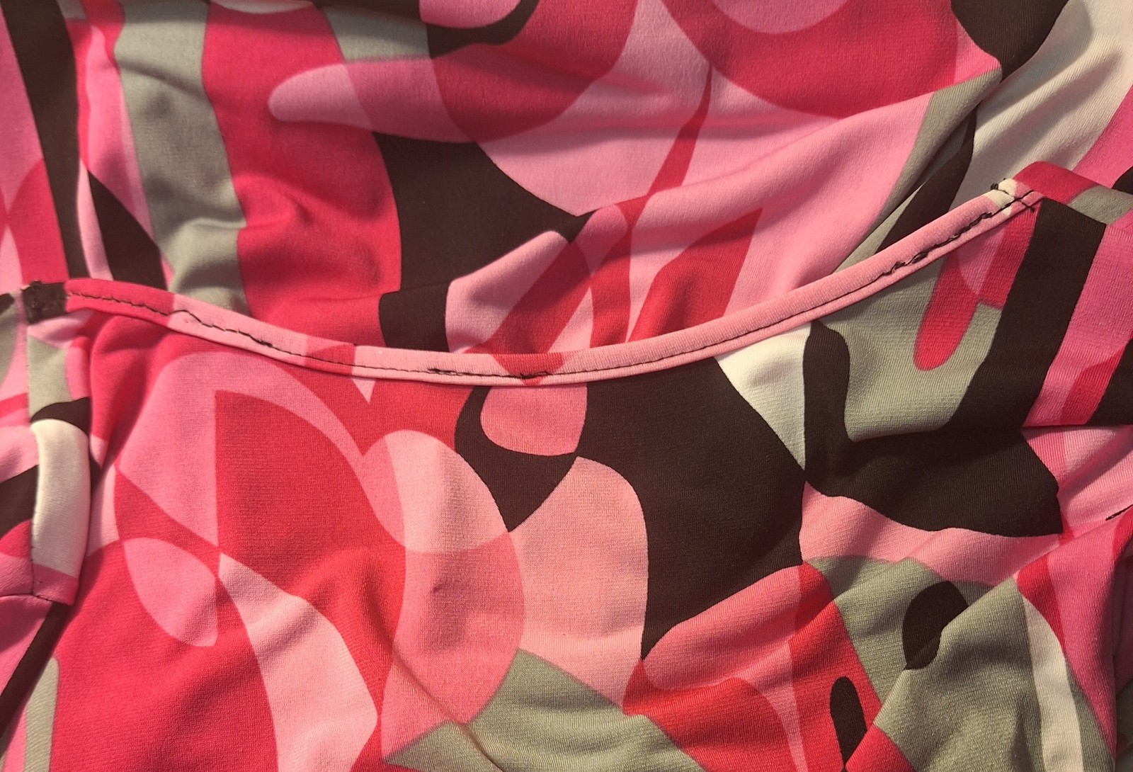Vintage Dress By London Eyes Pink-Black Multi Dress Abstract, Retro, Vivid.