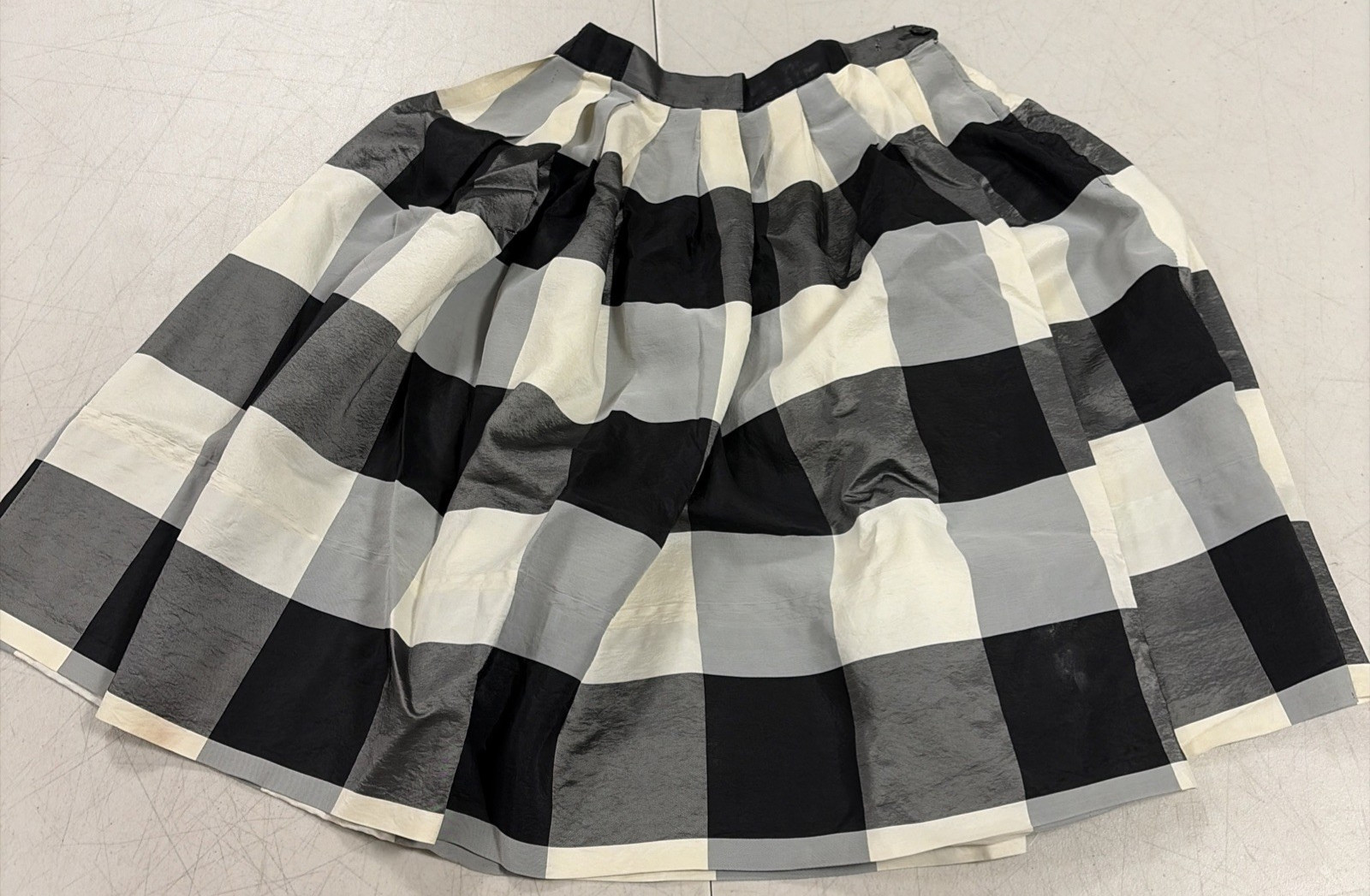 1960’s Sabot Sportflair Check Plaid Pleated Skirt Black, Grey & Cream Size S?