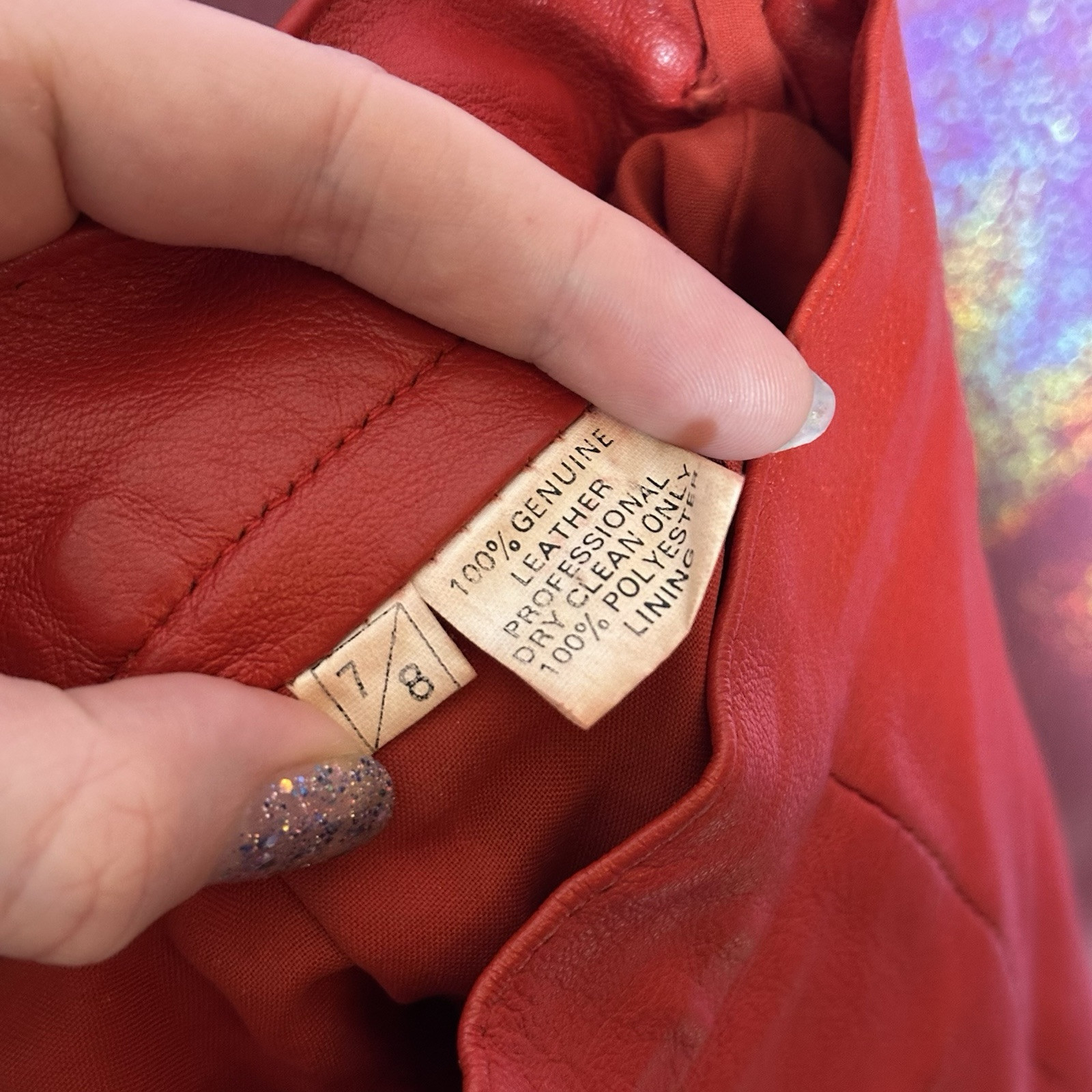Vintage Vtg Genuine Real Leather Red Jacket Mini Skirt Power Suit 2 Piece Set