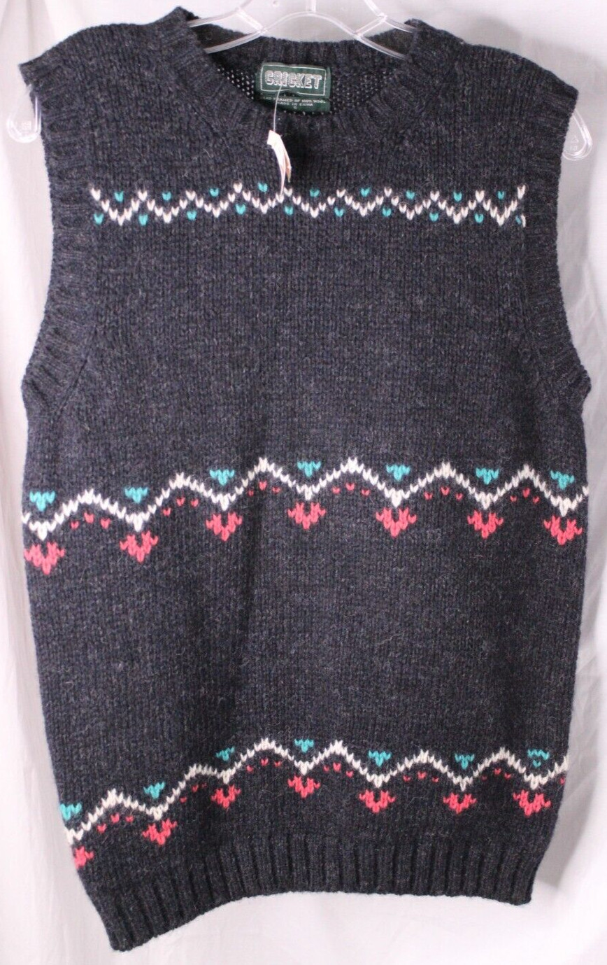 Vintage Cricket Black/multicolor Cotton V Neck Pullover Sweater Vest Size Small