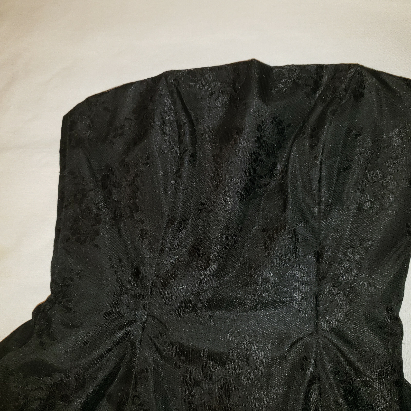 Vintage Louisa Nevins Strapless Cocktail Black Dress Ruffled Hip Free Ship SZ 4