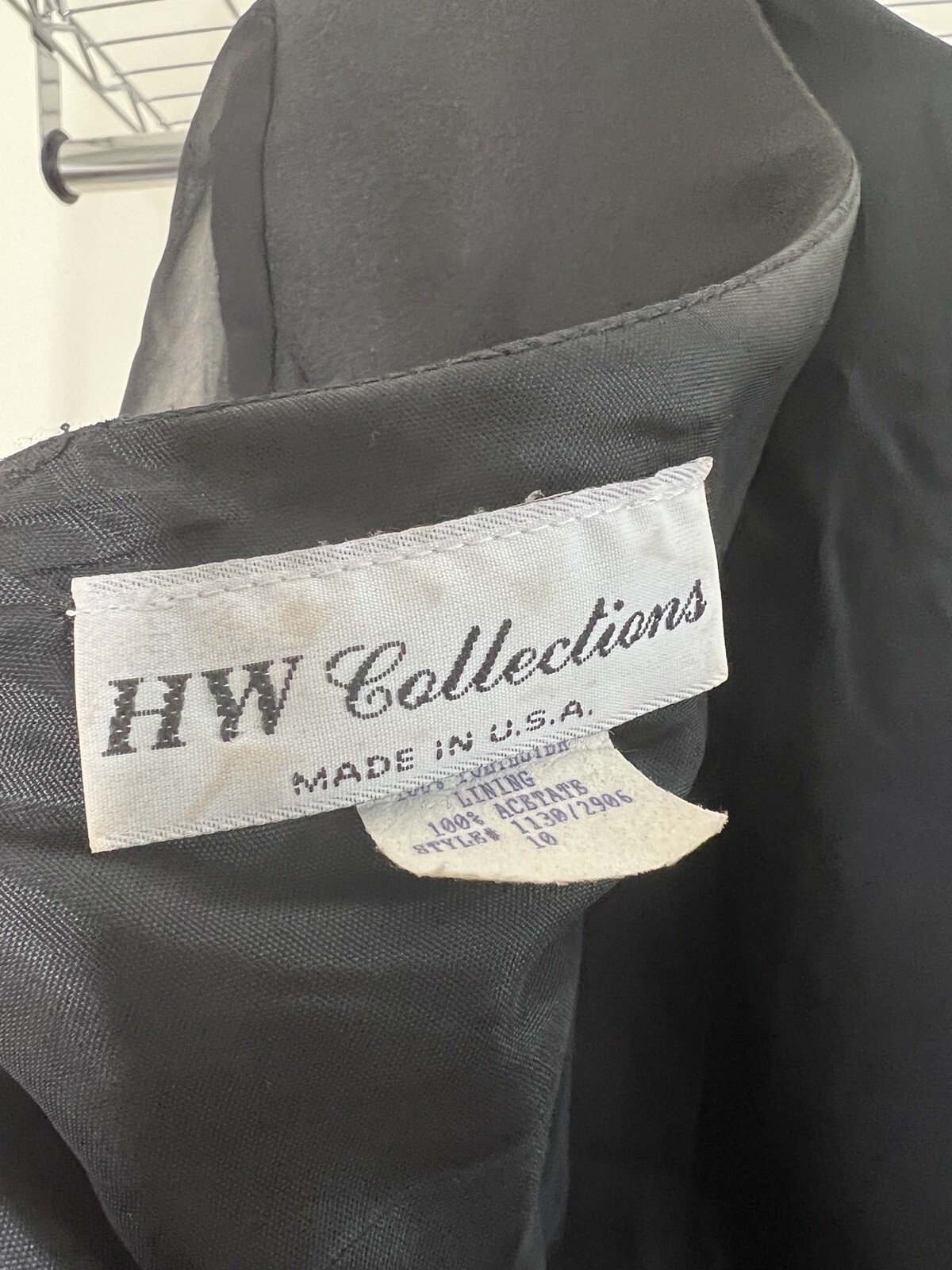 Vintage HW Collections Sz 10 Black Formal Sheath Dress Sheer Sleeves Big Bow 90s