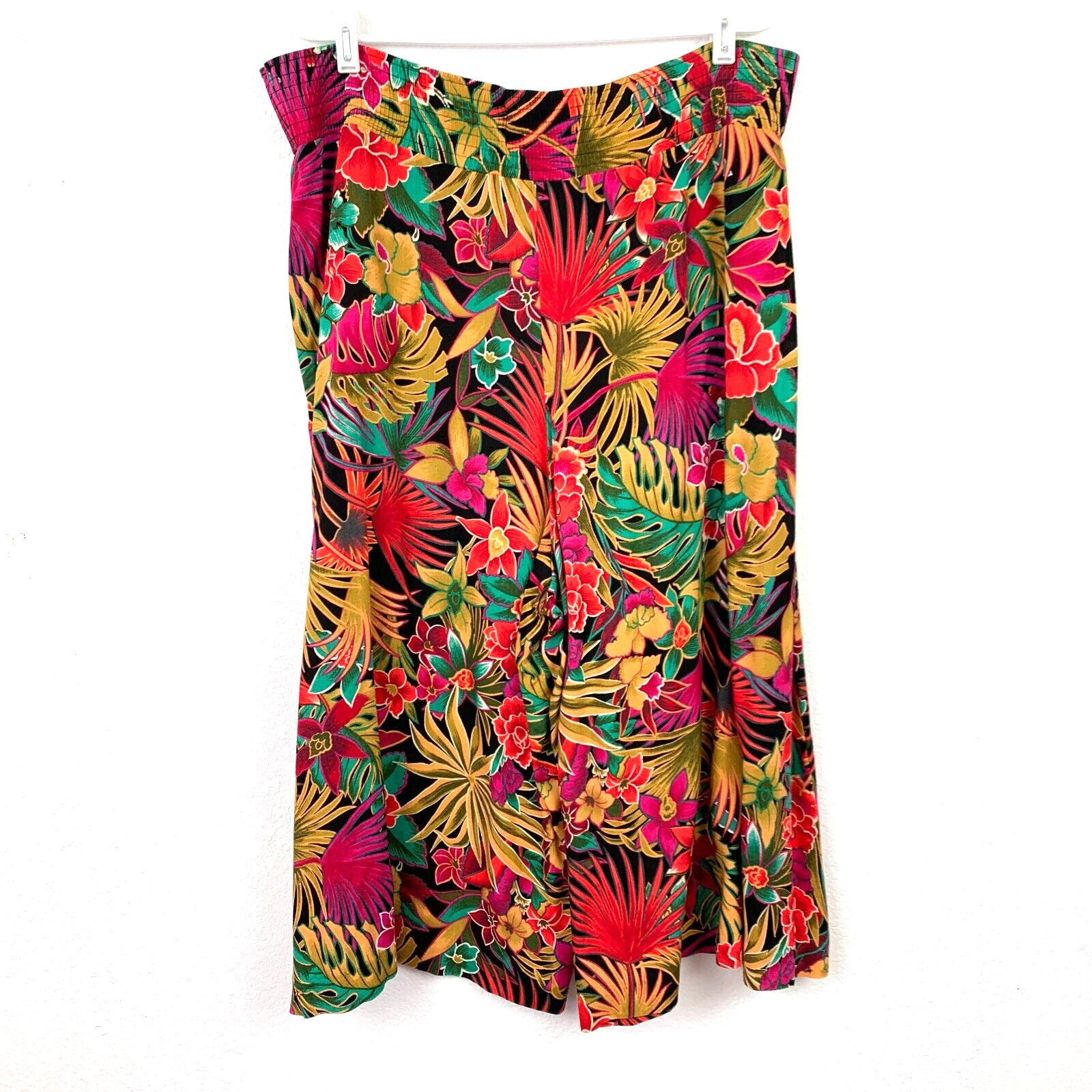 Vintage Vacation Colorful Artsy Festival Island Floral Wide Gaucho Flowy Pants