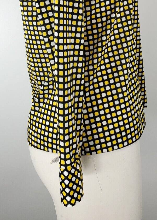 Vintage Alex Colman Top – Size 10 – Black, Yellow, & White Print