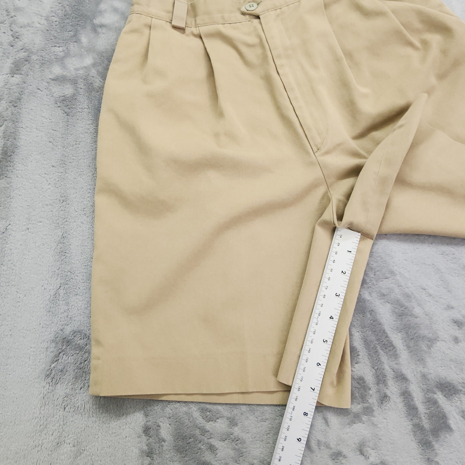 Vintage 90s Haggar Casuals Shorts Womens 12 Tan Pleated High Rise Bermuda Mom