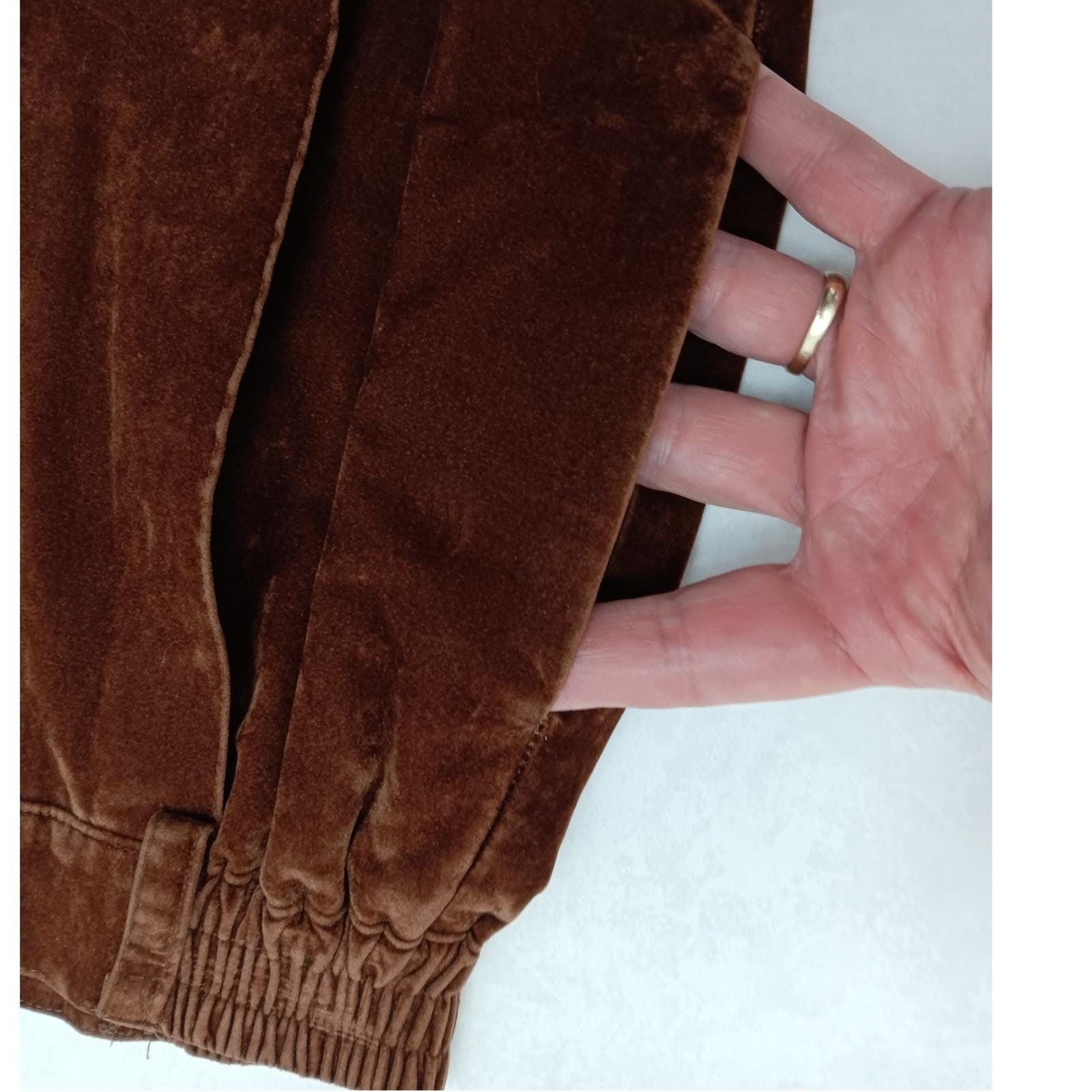 Starfire Vintage 90s Rust Brown Velvet 2 Piece Pant Suit Set Size 10 Made in USA
