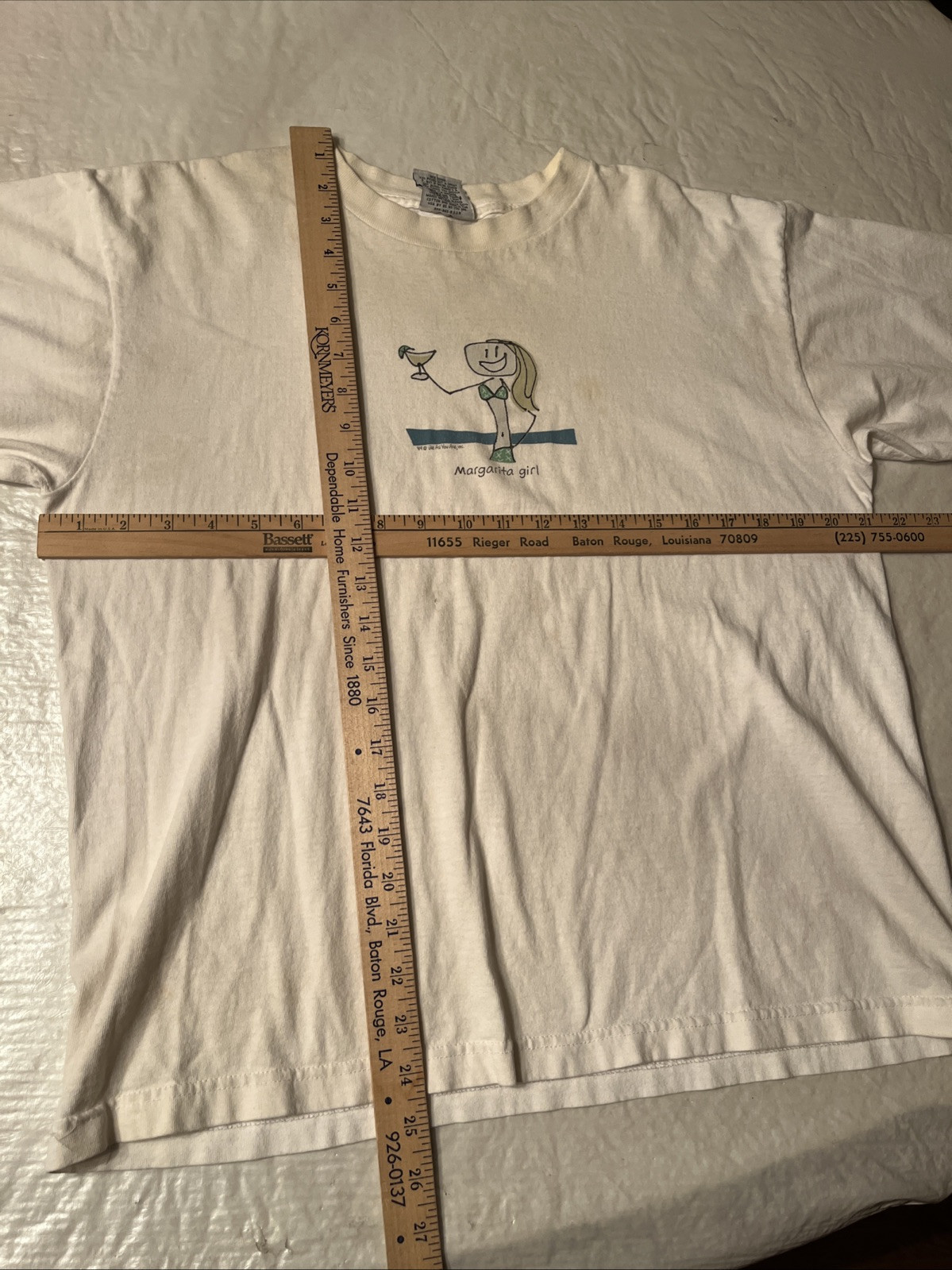 vtg 1999 MADE IN USA Margarita Girl cartoon Be As You Are white shirt XL womens