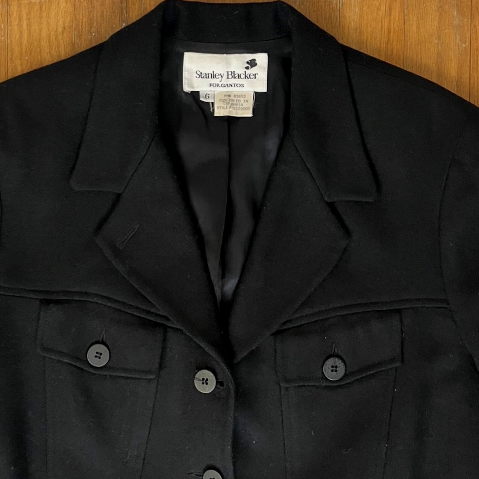 Vintage Black Wool Blazer Size Small (6) 1980s Stanley Blacker Belted Jacket