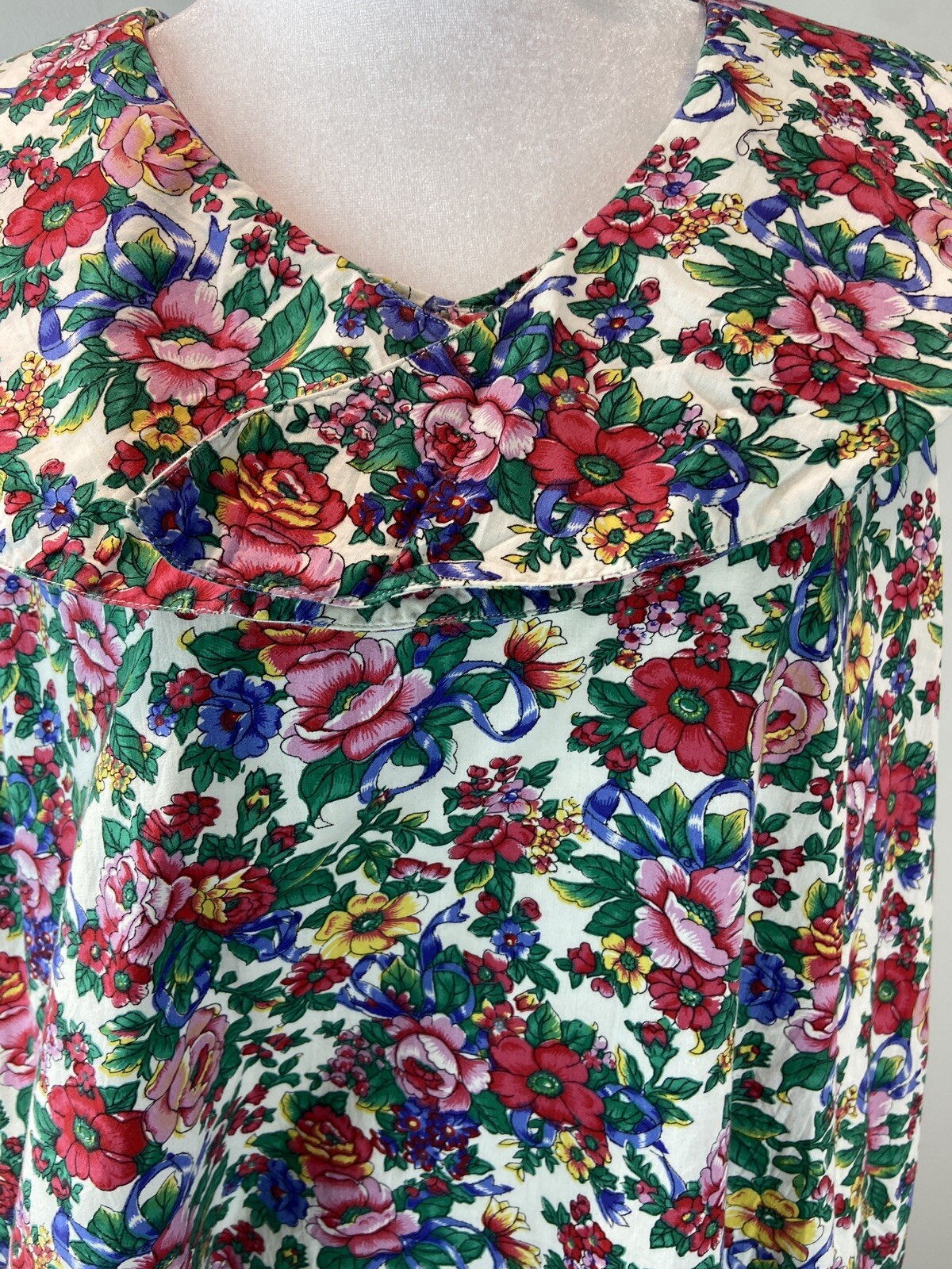 Vintage Womens Multicolor Sleeveless Floral House dress Pilgrim Collar Size 2X