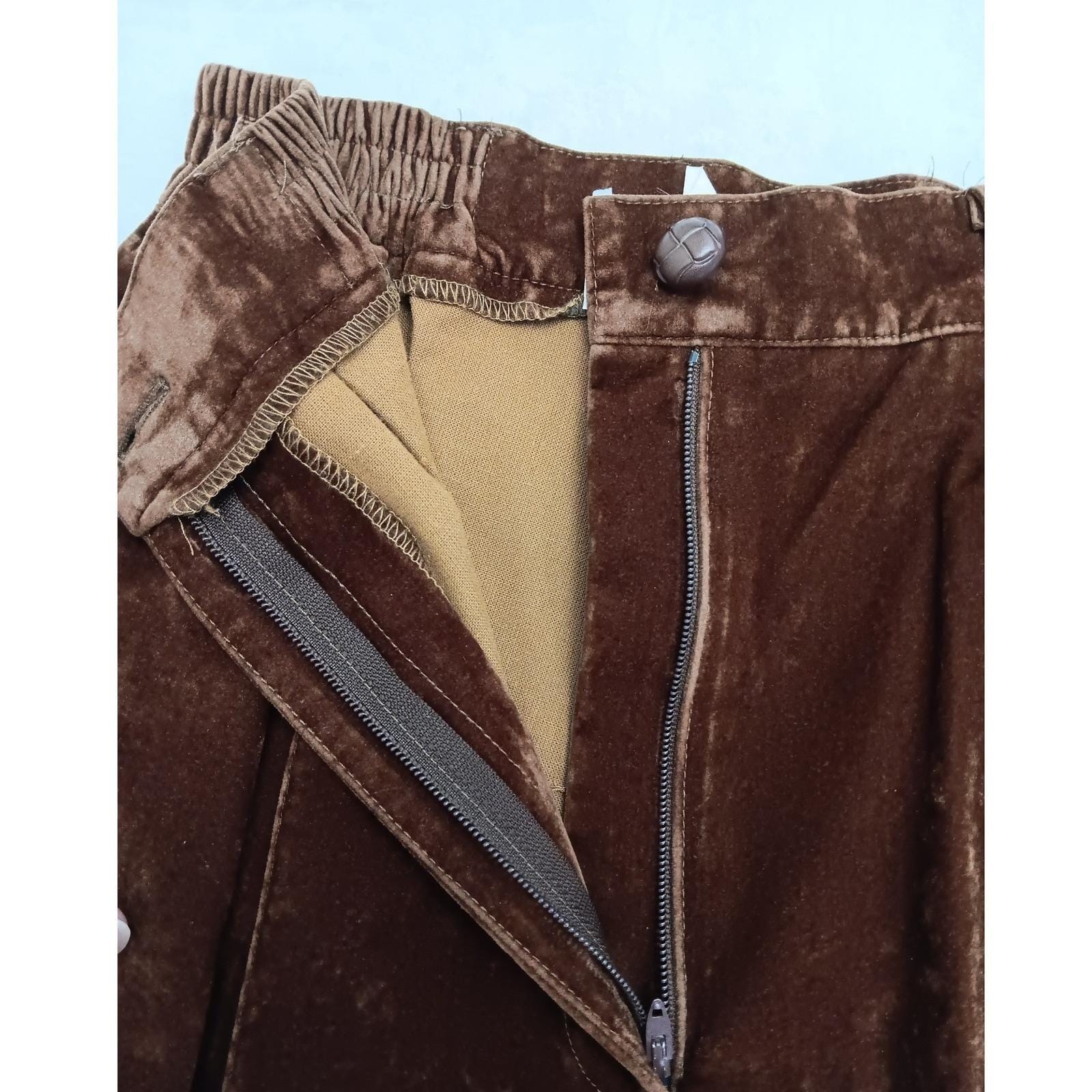 Starfire Vintage 90s Rust Brown Velvet 2 Piece Pant Suit Set Size 10 Made in USA
