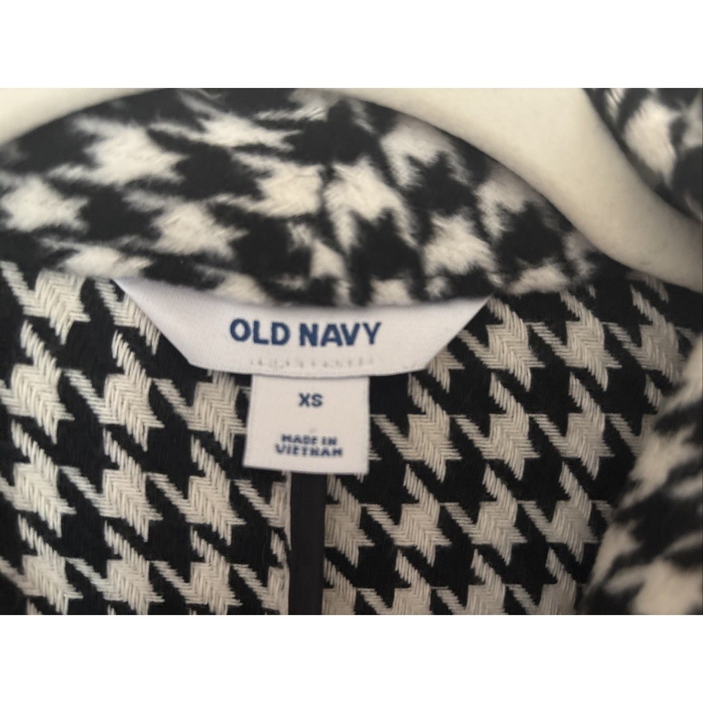 NWT Old Navy Coat Black White Houndstooth Academia Preppy Classic Cozy Sz XS