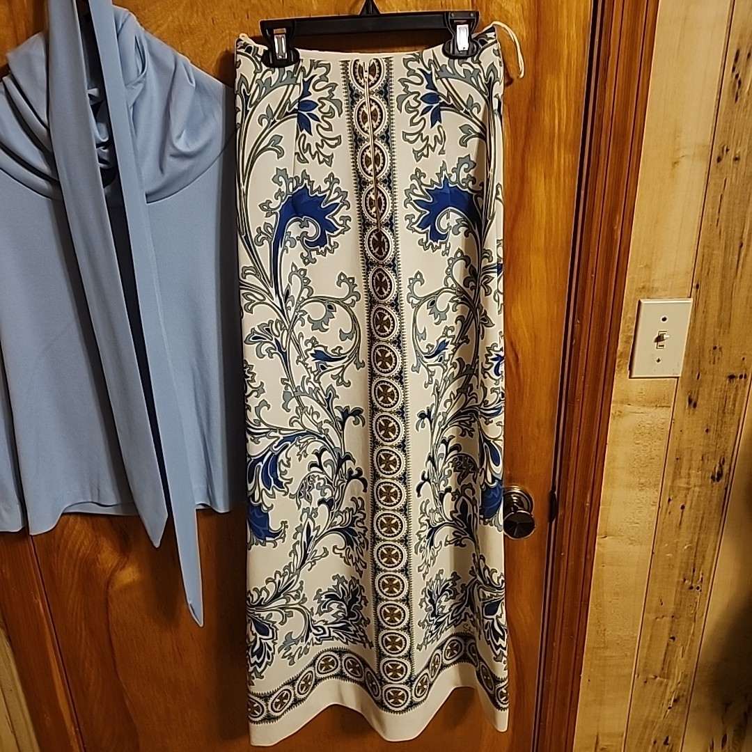 Vtg 70s Hawaiian Miss Shaheen Panel Print Luau Party Signed Hostess Maxi Dress S