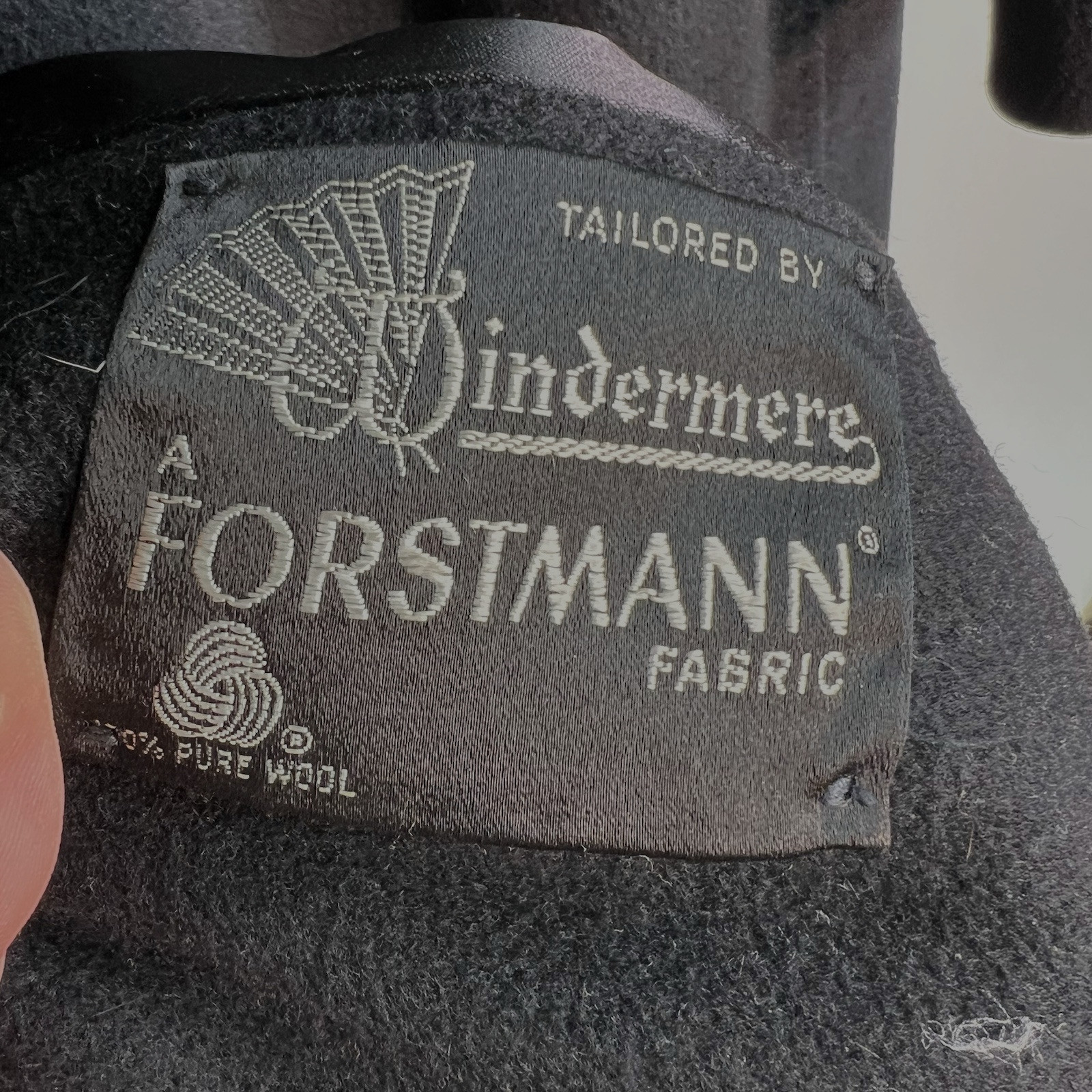 Vintage Forstmann Windermere 100% Wool Fur Collar Coat Womens Size L Black