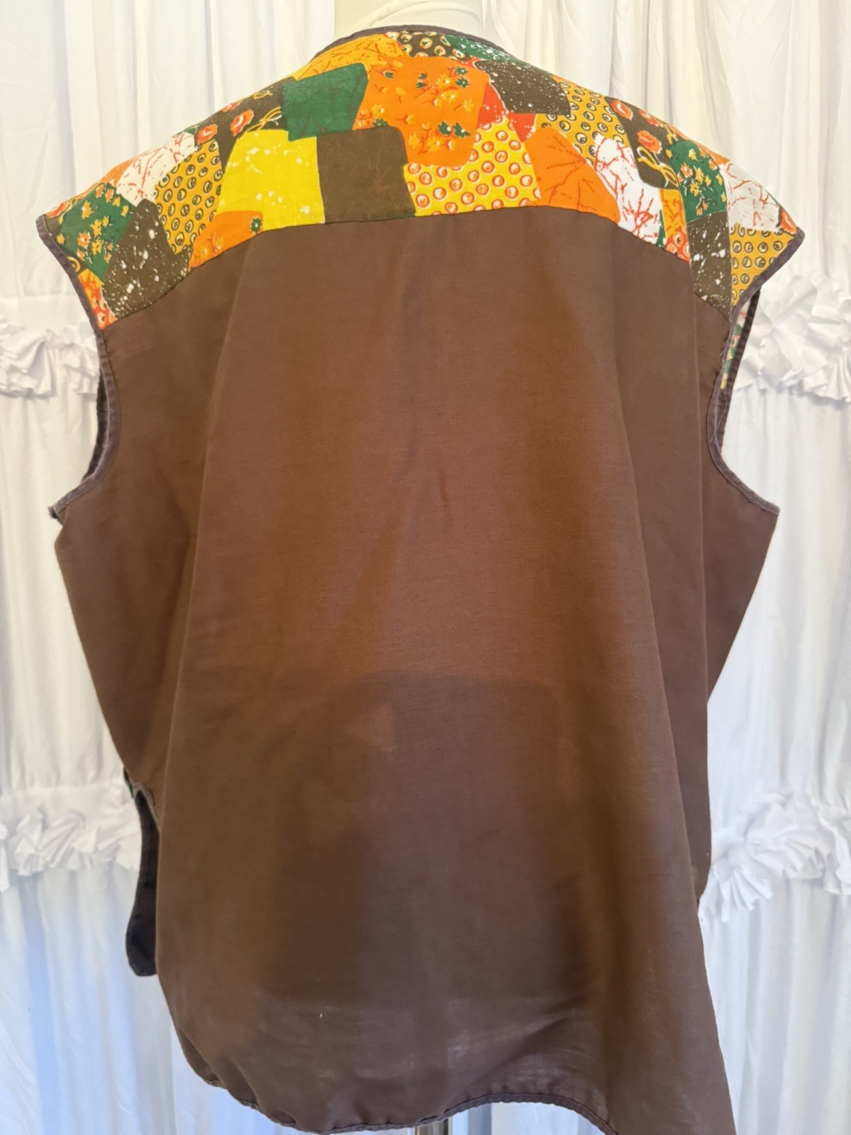 Vintage Womens Artists Smock Country Patchwork Cottagecore Large/XL 1970s