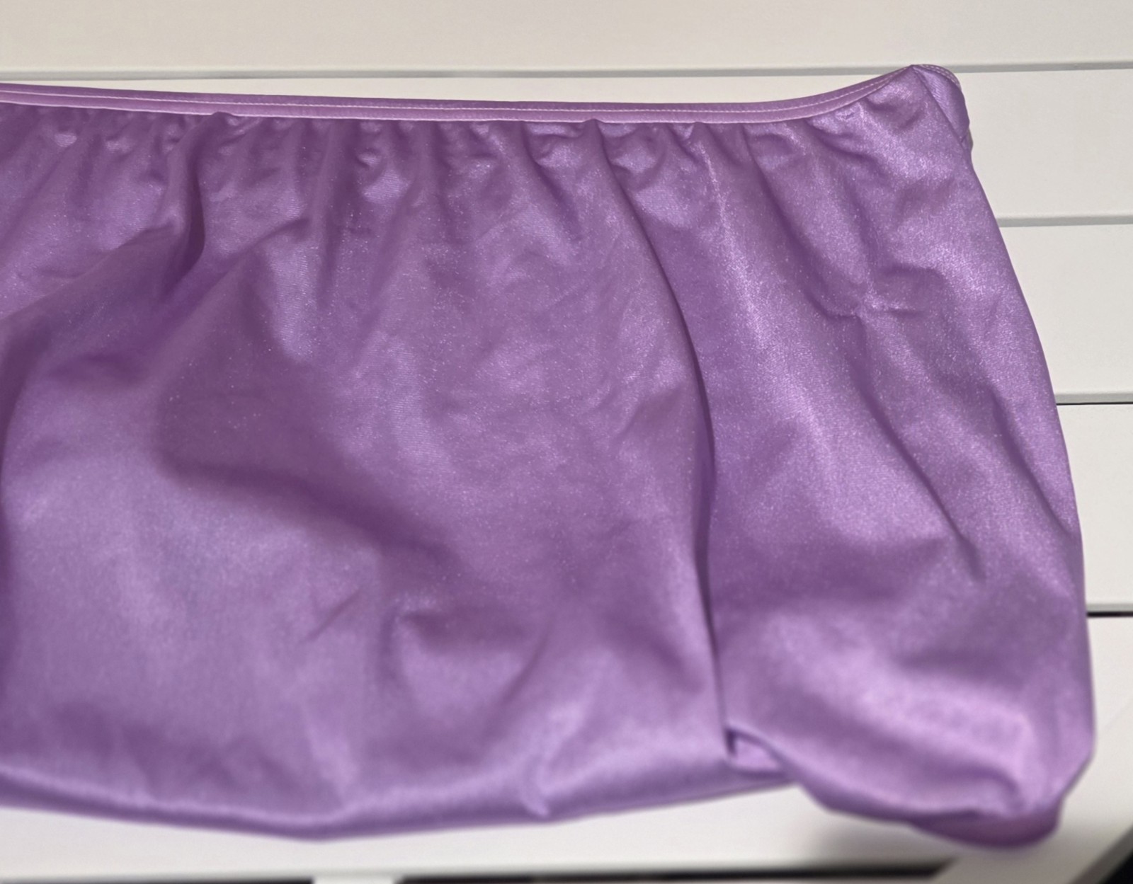 Flawed Vanity Fair Lace Nouveau Shiny Nylon Panty Full Cut 11/4XL Purple Hype