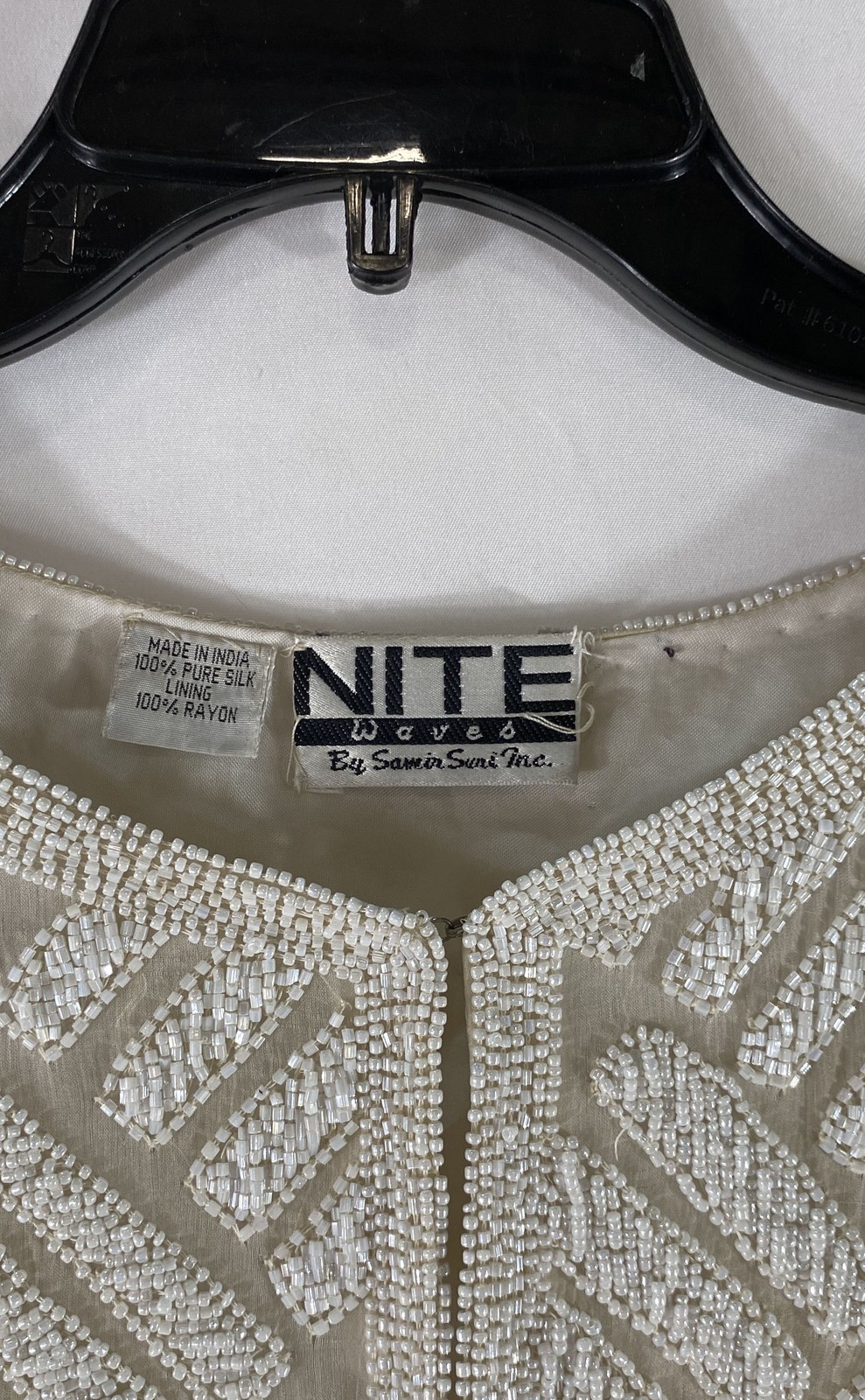 Vintage 90s Nite Waves Samir Suri Women’s White Beaded Silk Evening Jacket