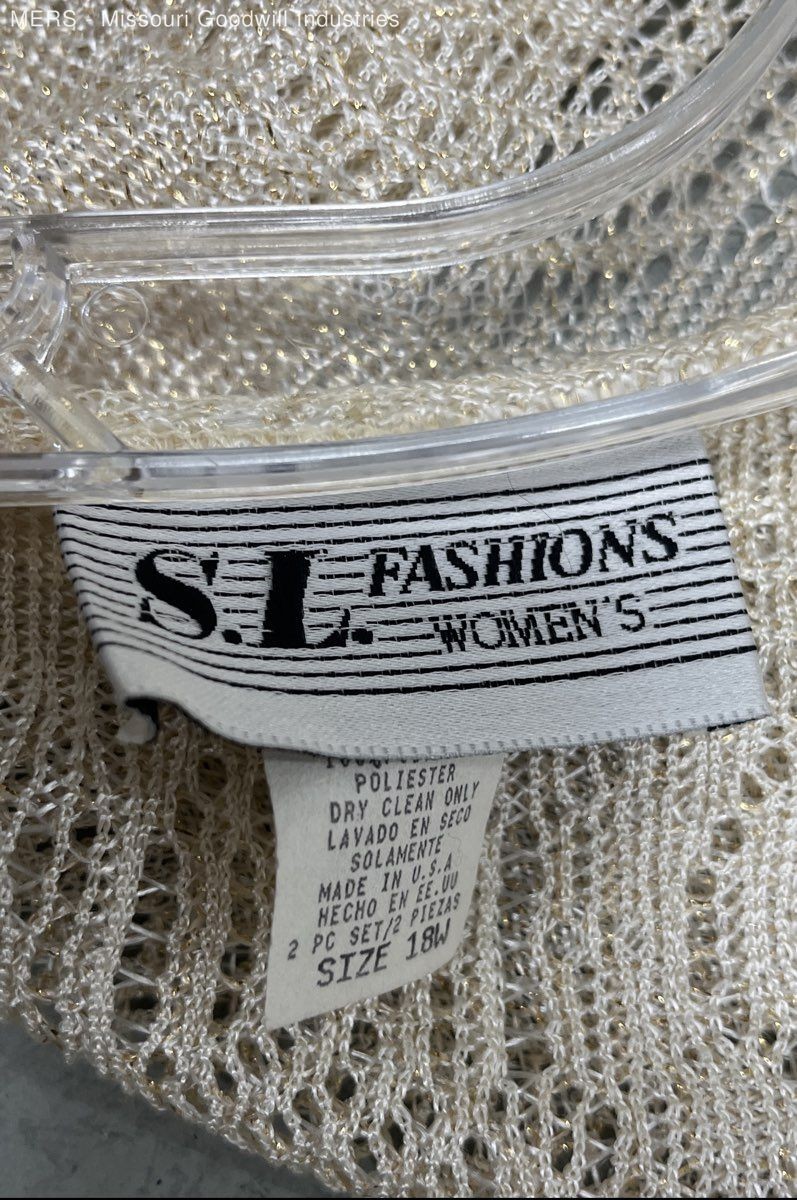 Vintage 90s SL Fashions Champagne Gold Fringe Crochet Open Cardigan NWT Sz 18W