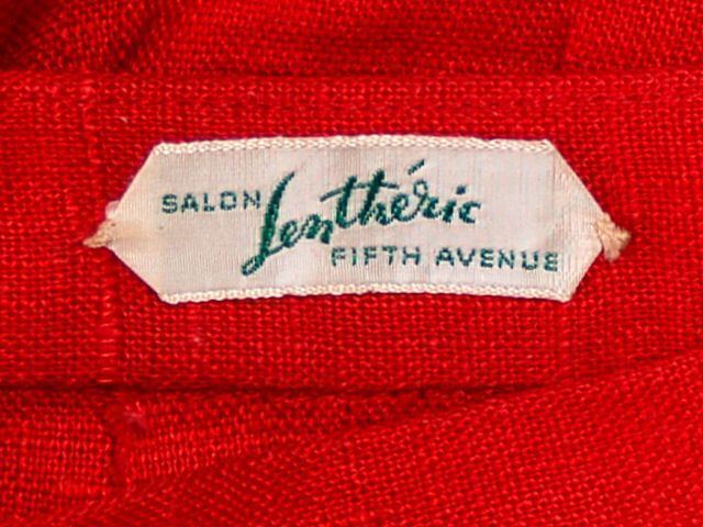 Vtg 50s Red Linen Skirt Printed Jacket Set Salon Lentheric John of California S