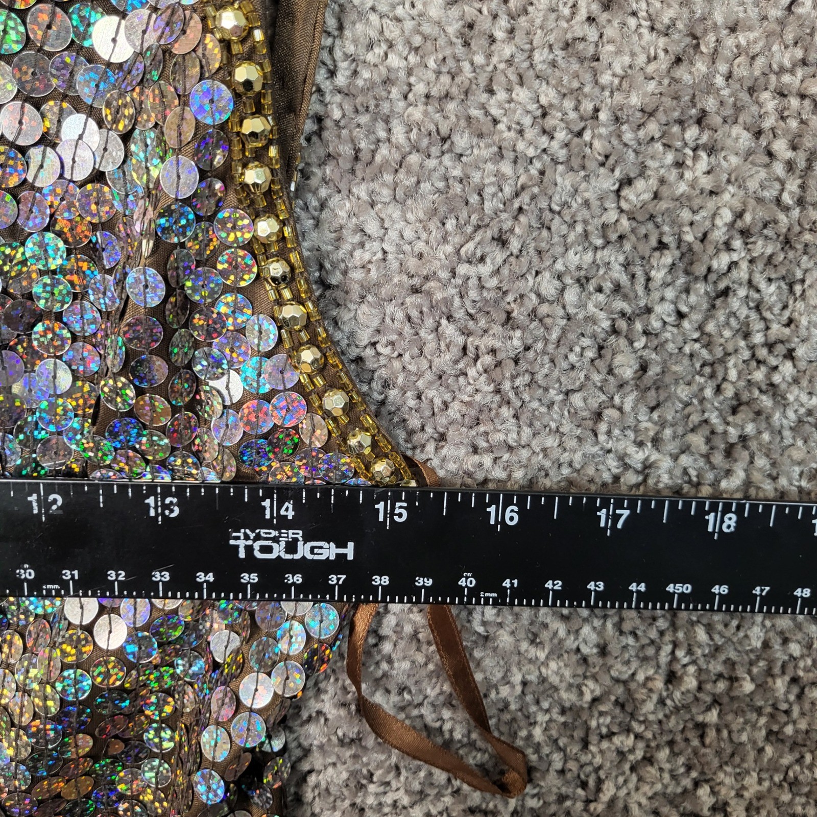 Niteline Della Roufogali Vintage Holographic Sequin Gown Brown Bronze Size 6