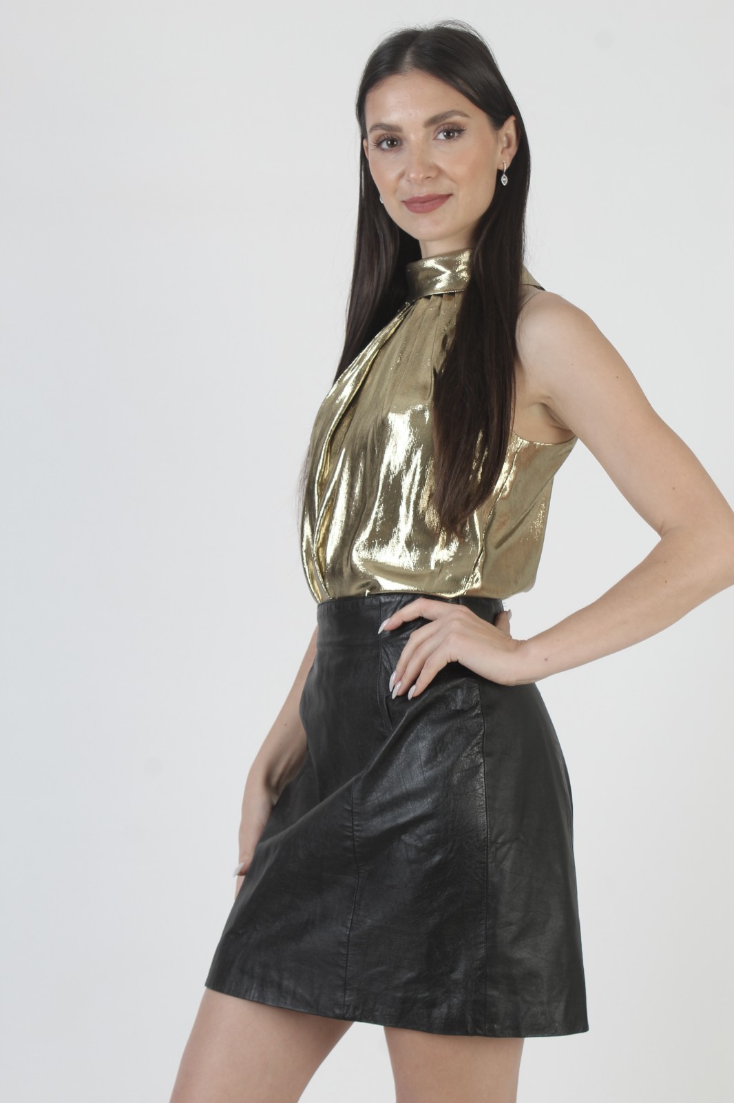 Vintage 90s Wilsons Black Leather Mini Skirt Womens 80s Pencil Biker Moto Sz 8