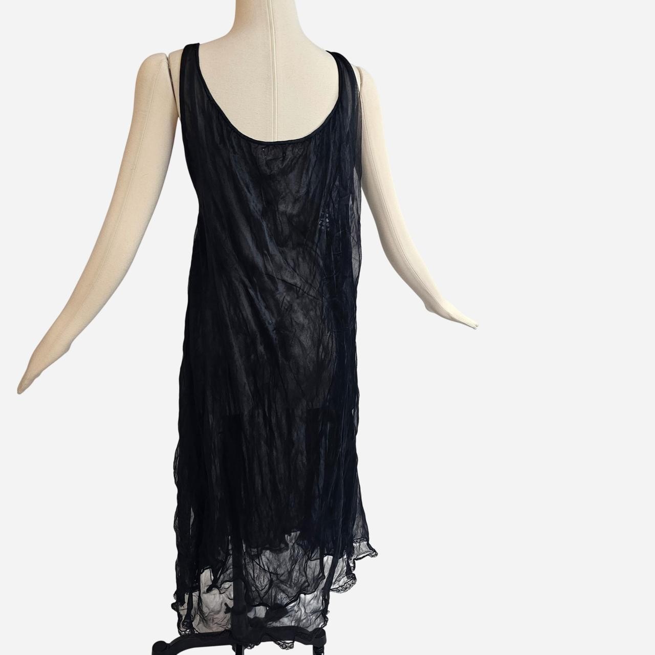 Vintage 1960s Black Lingerie Nightgown Slip Dress Red Lace Chiffon 60s Avian