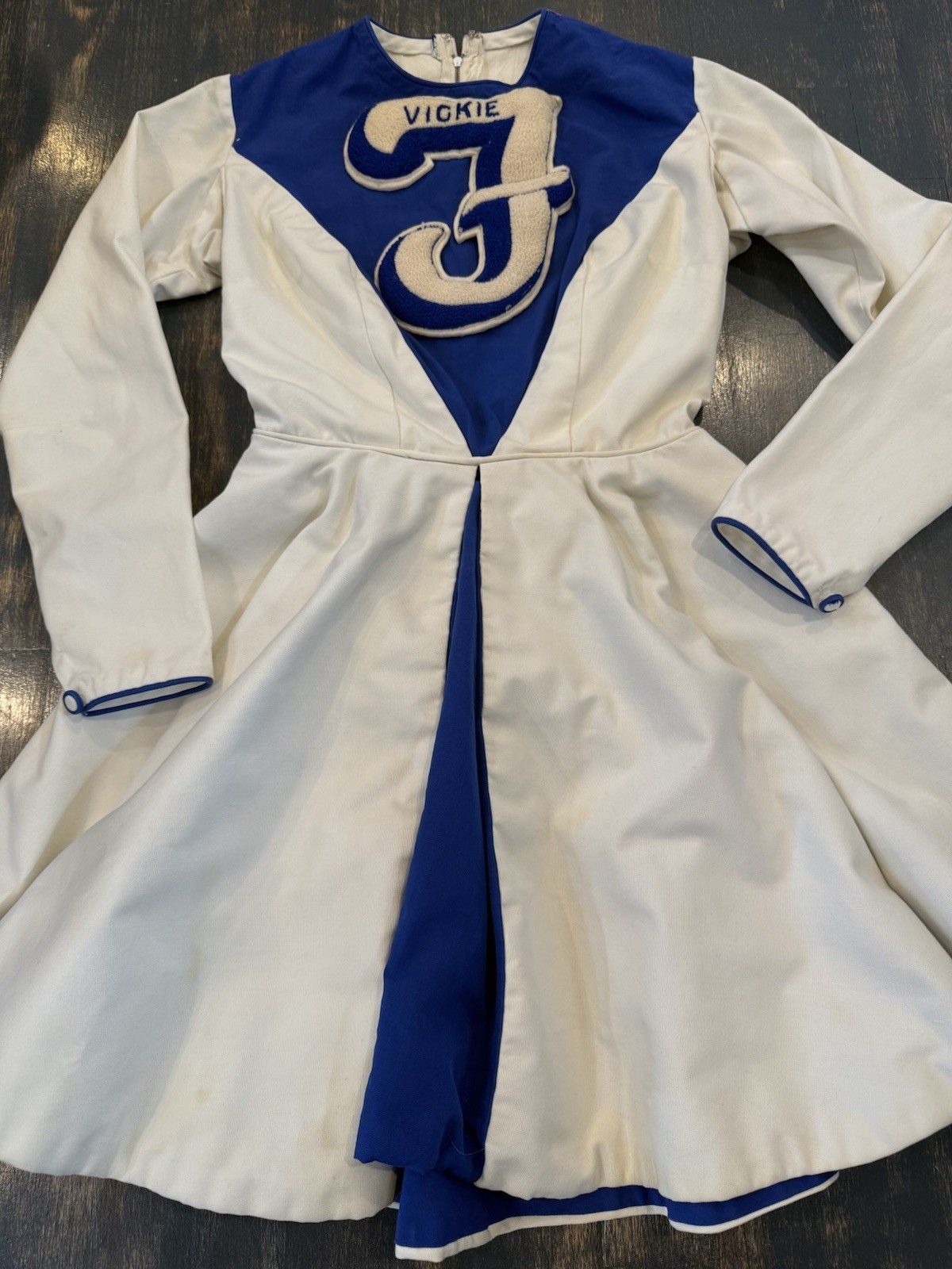 Vintage 1950-60s Cheerleading Uniform Outfit Heavy High Quality Blue & White