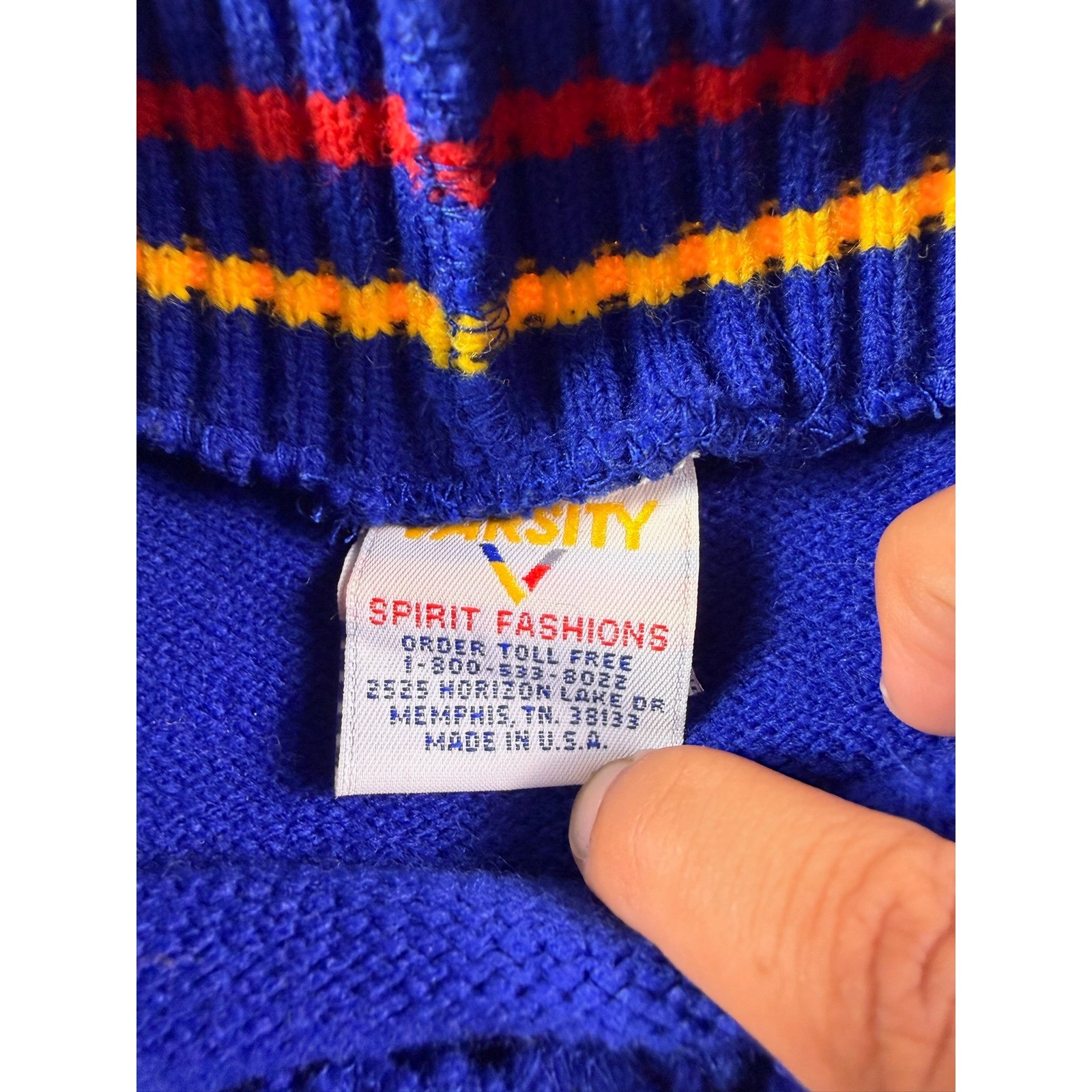 Vintage Varsity Spirit UCA Cheerleader Sweater Blue White Red Halloween Preppy
