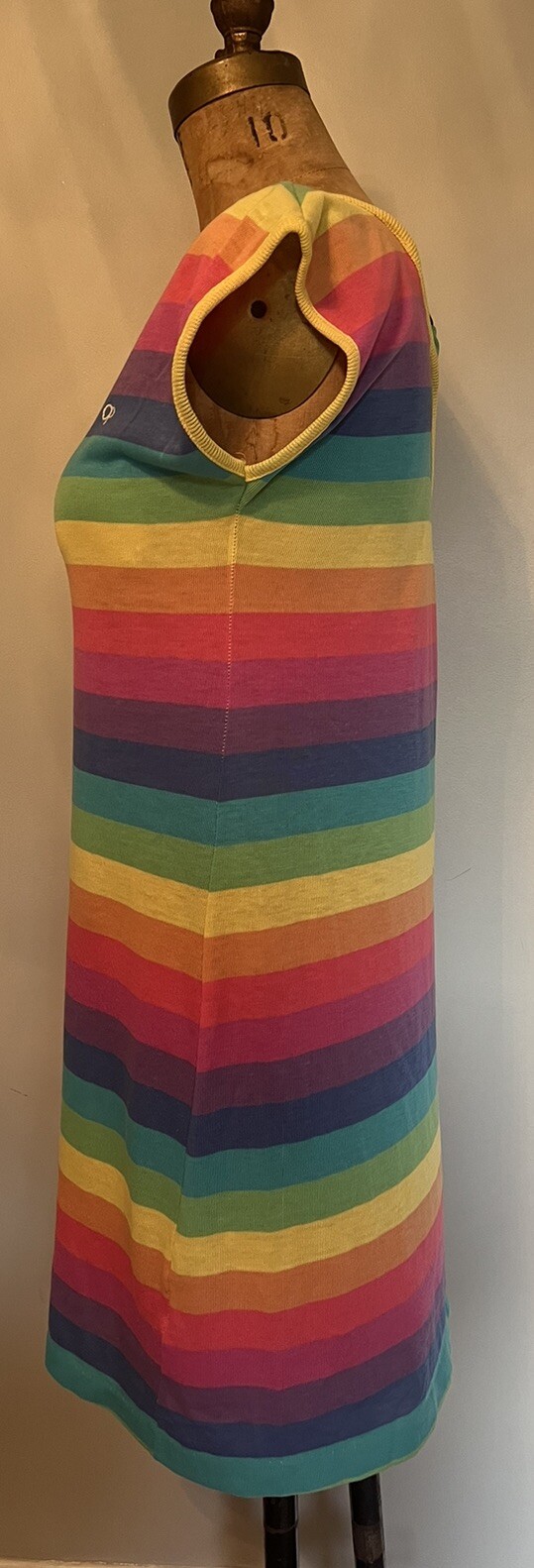 Rare Vintage 1980’s OP Ocean Pacific Rainbow Stripe T-shirt Dress USA Small