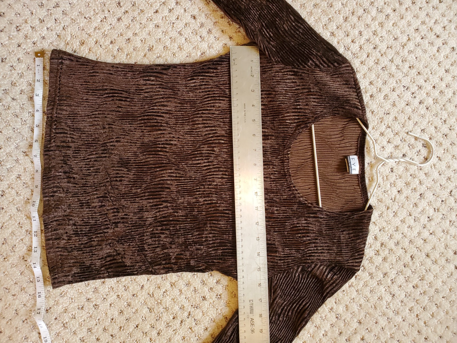 Vintage 90’s E.Y.E Essential Yarn Elements Brown Velvet Like Small Top Blouse
