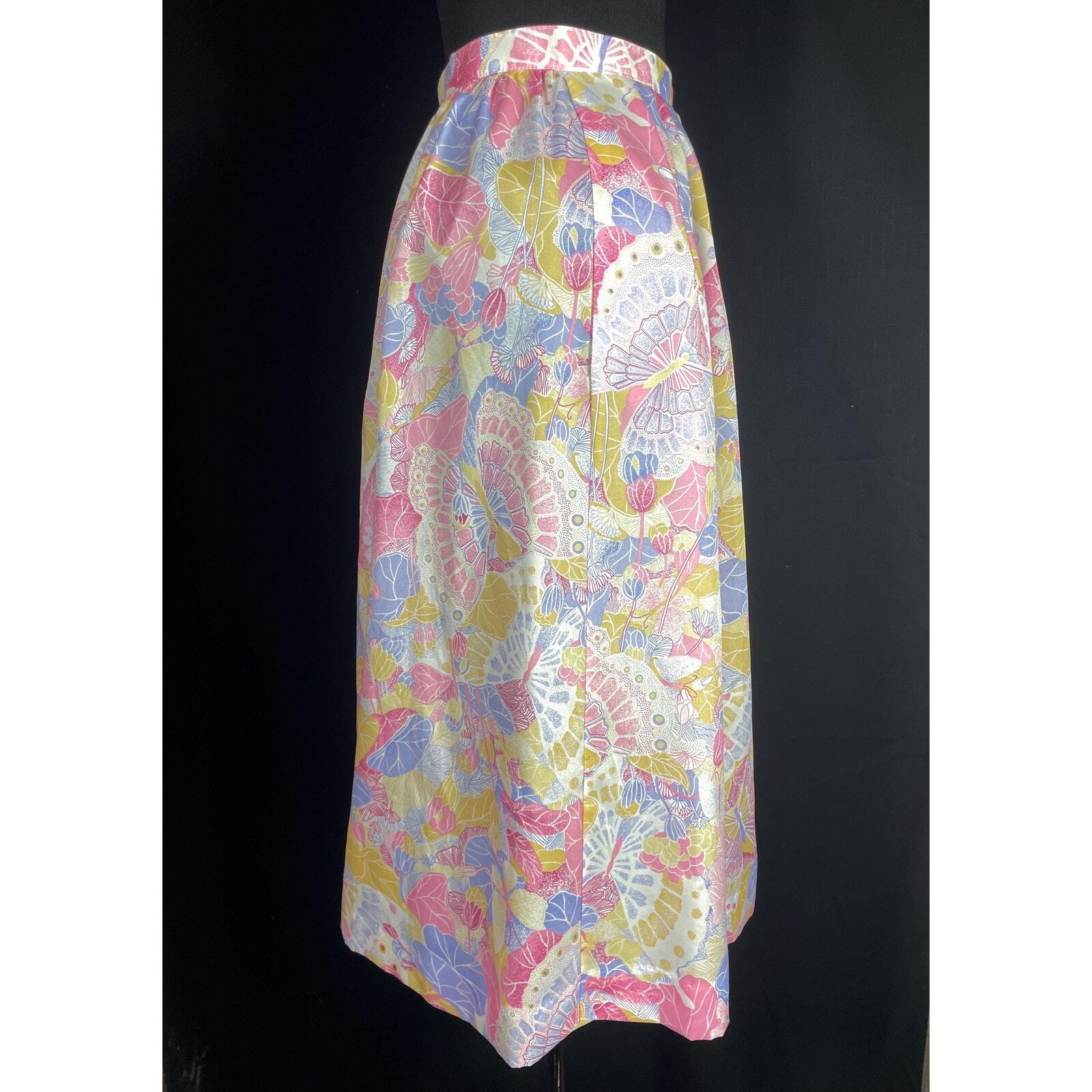 vintage mid century pastel floral and butterfly skirt Tailored by Handmacher,