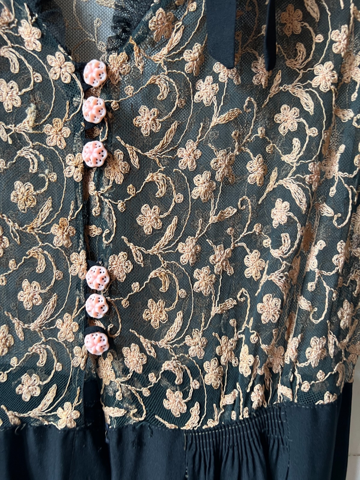 Vintage Floral Lace Top Dress 1950s – 40x30x49 – AR FL