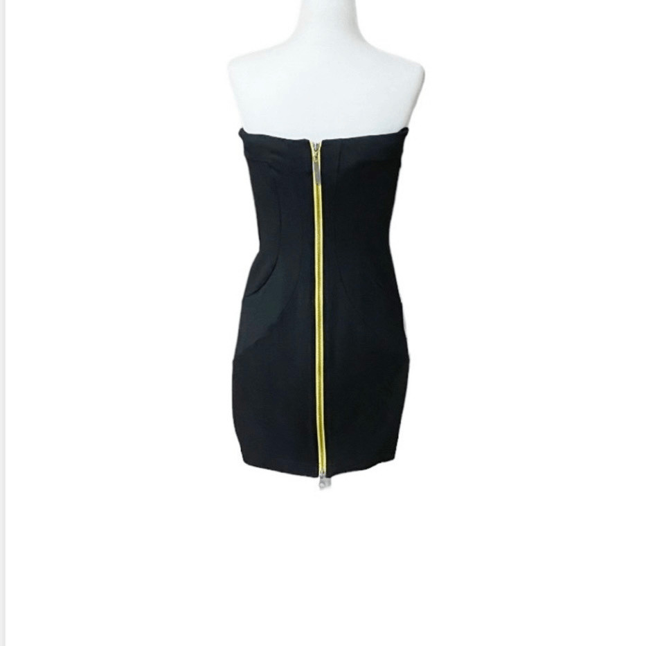 Vintage 90’s Mini Dress Neon Yellow Zippered Back Formal Body Con Size 0