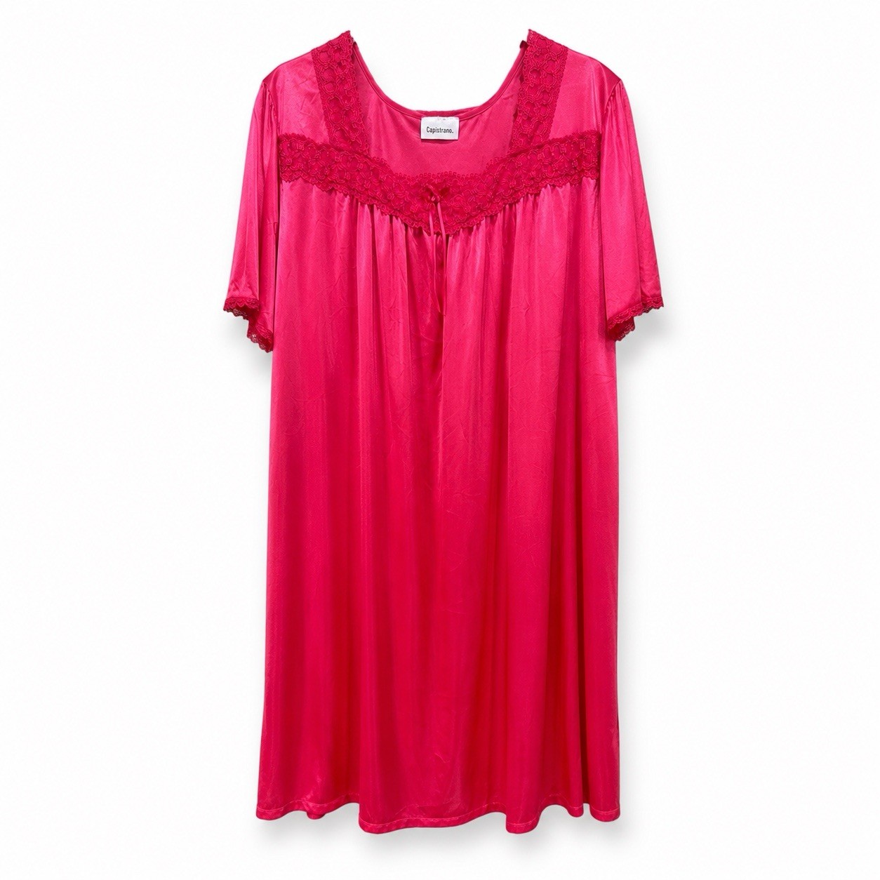 Capistrano Pink Night Gown 90s Y2K Vintage Long 4XL Satin Feel Nylon Grandmacore