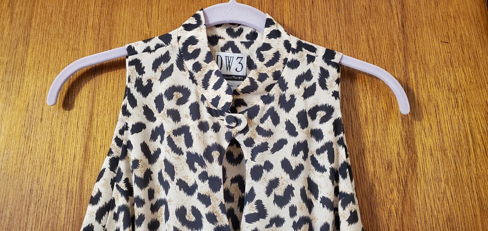 WOMENS VINTAGE DW3 FOR DAVID WARREN LEOPARD PRINT DRESS – SIZE 10