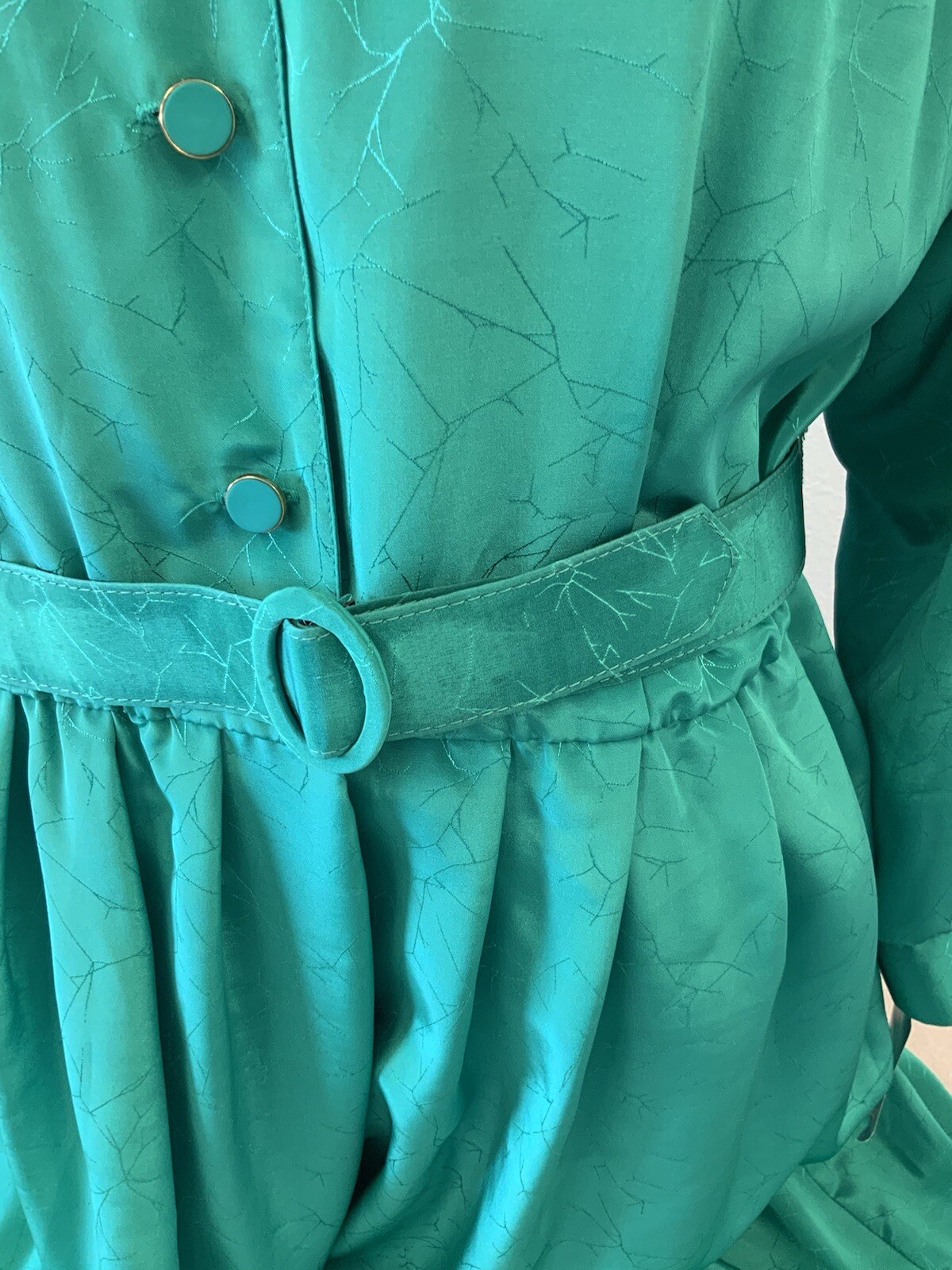 NWT Vintage Willi of California Green Dress Women’s 14 With Belt USA Made 80s