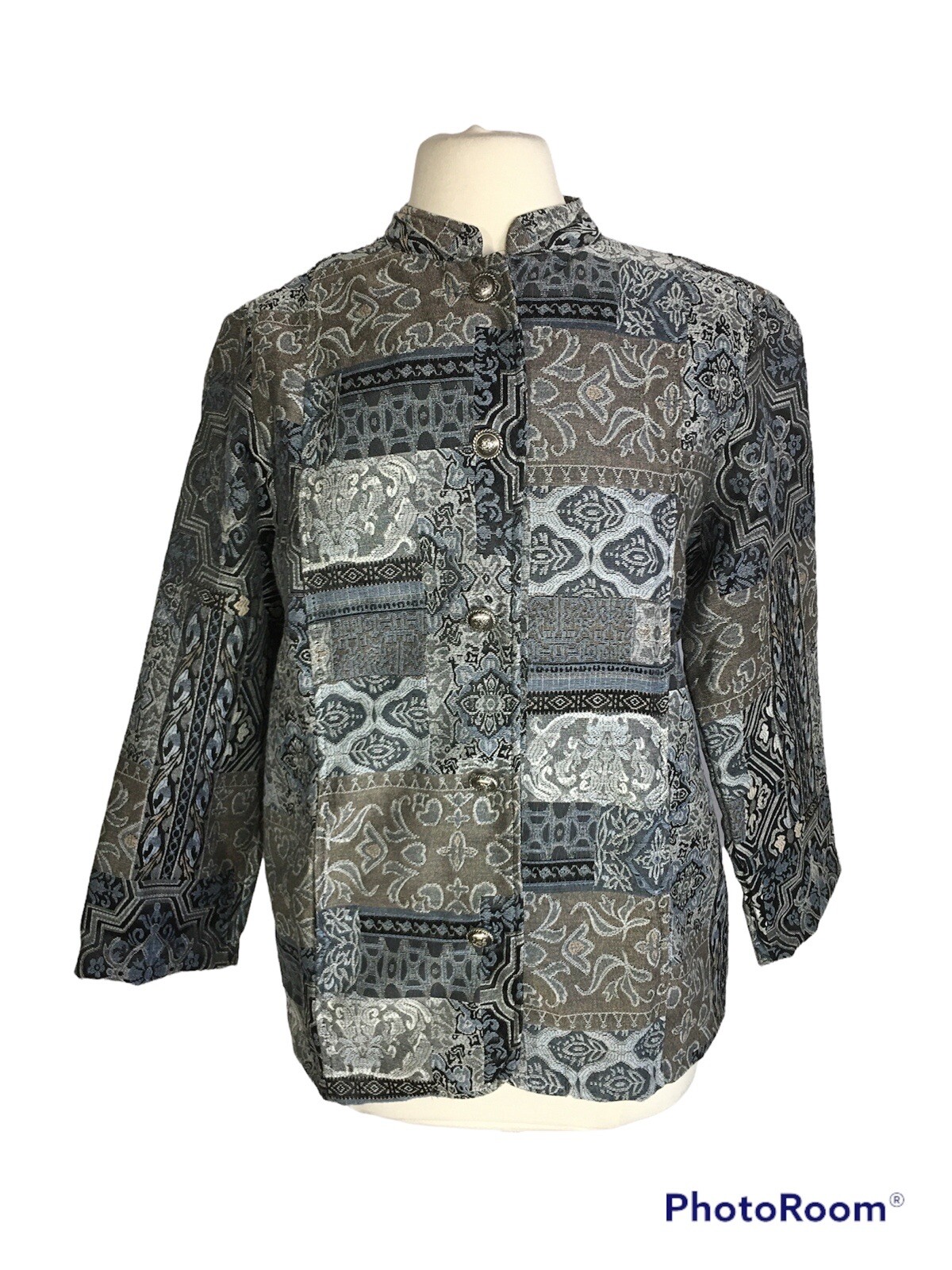 Vintage Tudor Court By Haband Jacket Womens M Button Front Jaquered Tapestry CL