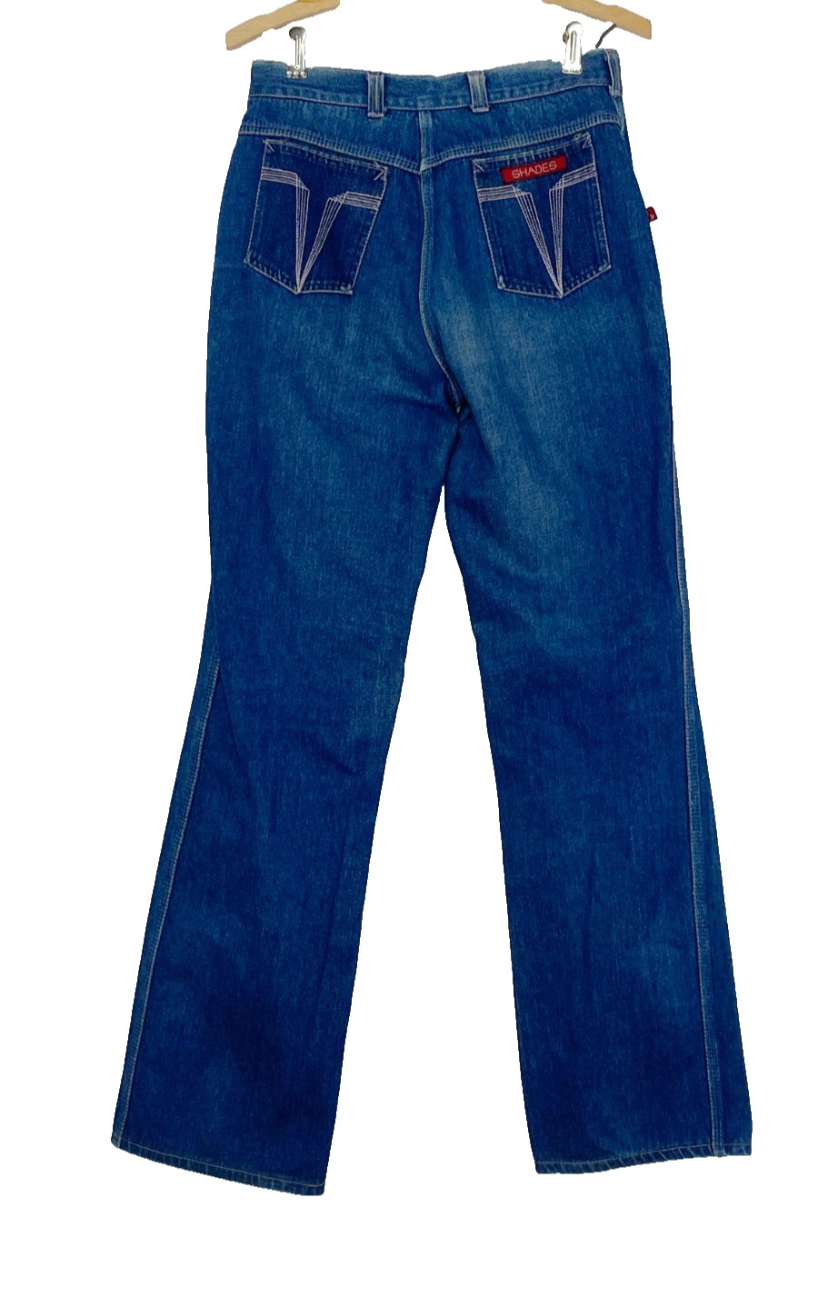 Vintage 1970s high waist jeans 28 31 blue denim cotton SHADES straight leg