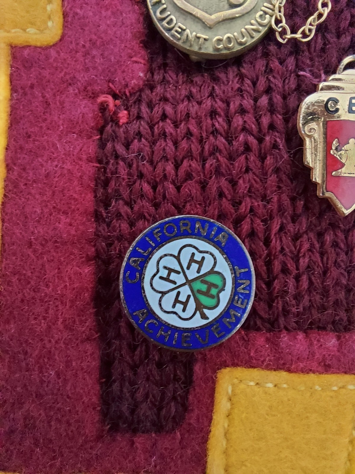 Vintage 1959 California Wool Varsity Letter Sweater with Original Pins