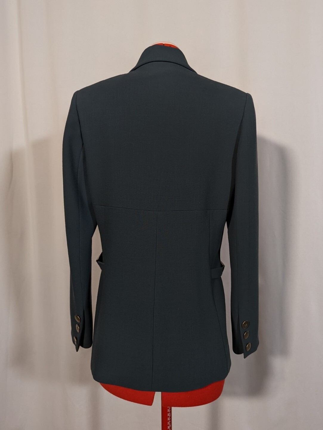 Bernard Perris Paris Vintage 80s Couture Forest Green Jacket Side Strap Hardware