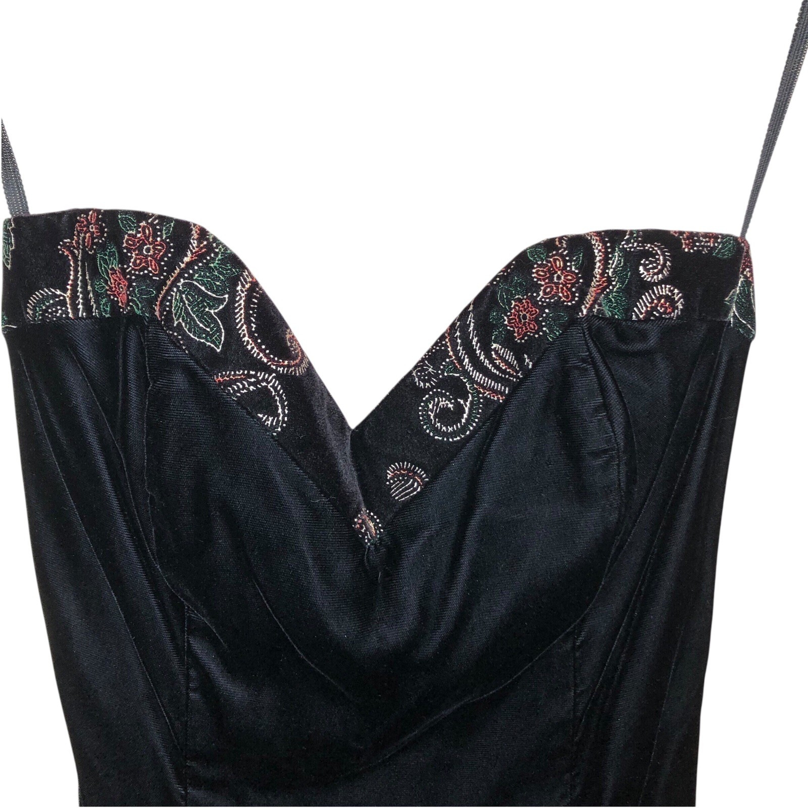 Vintage Velvet Mini Dress Strapless 6 Black Evening Cocktail Glam McClintock NEW