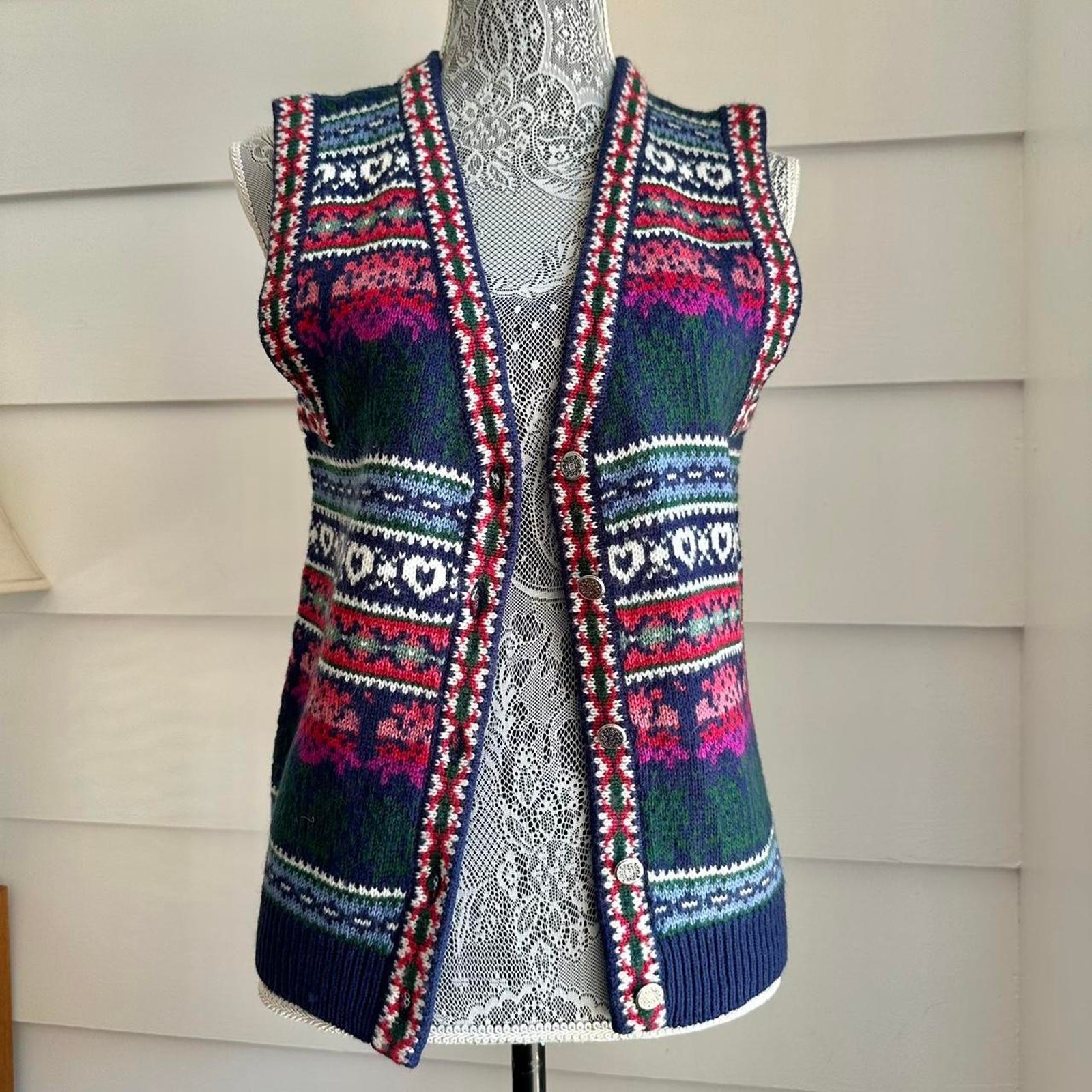 Vintage Northern Isles Fair Isle Sweater Vest Boho Cottage Fall Sweater Vest