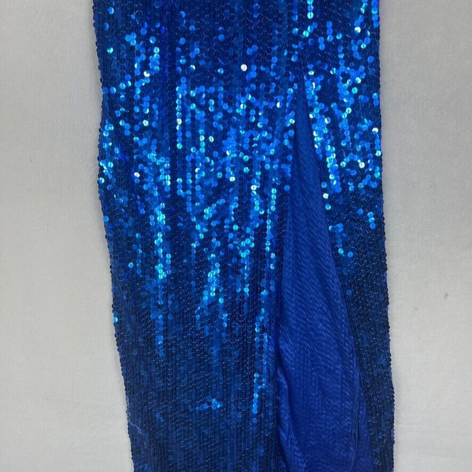 Niteline Della Roufogali Dress 6 Blue Long Maxi Neck Sequin Party Vtg 80s 90s