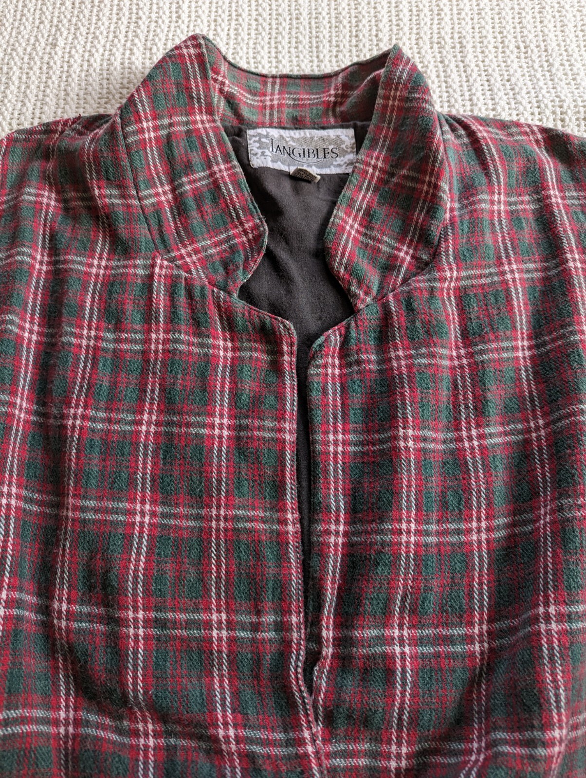 VTG Tangibles Shirt Jacket Blazer 1 Button Front Red Plaid Flannel Womens Medium