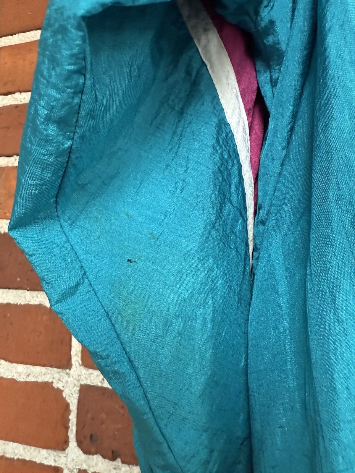 80s/90s Windbreaker Ladies Size XL Retro Funky Bright Teal and Purple Vintage