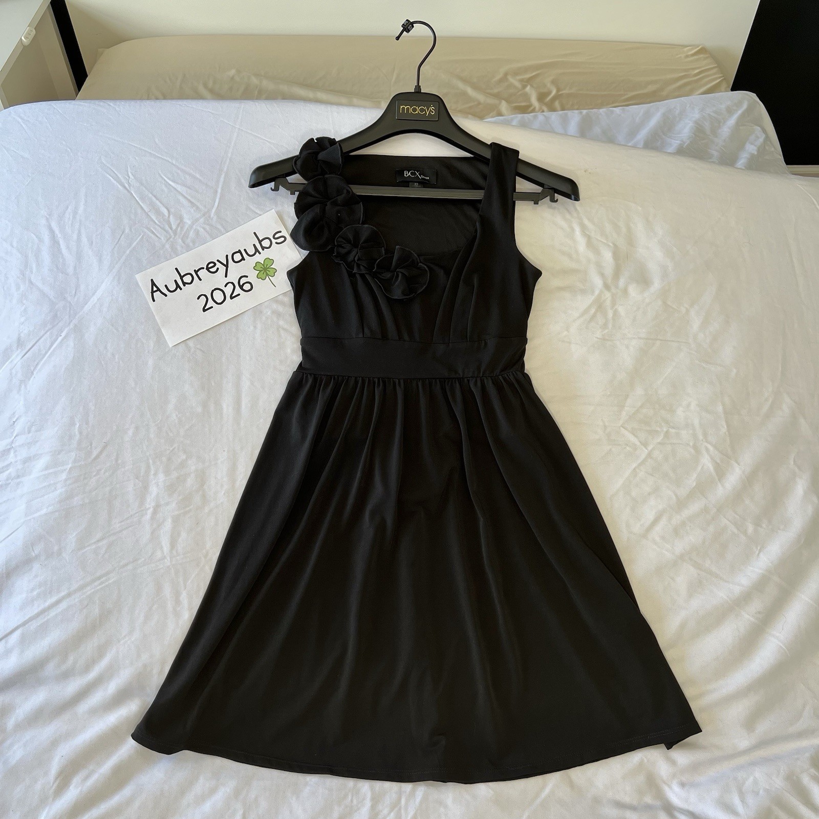 BCX Black Sleeveless Rosette Floral EmpireWaist Cocktail Party Dress Y2K SIZE XS