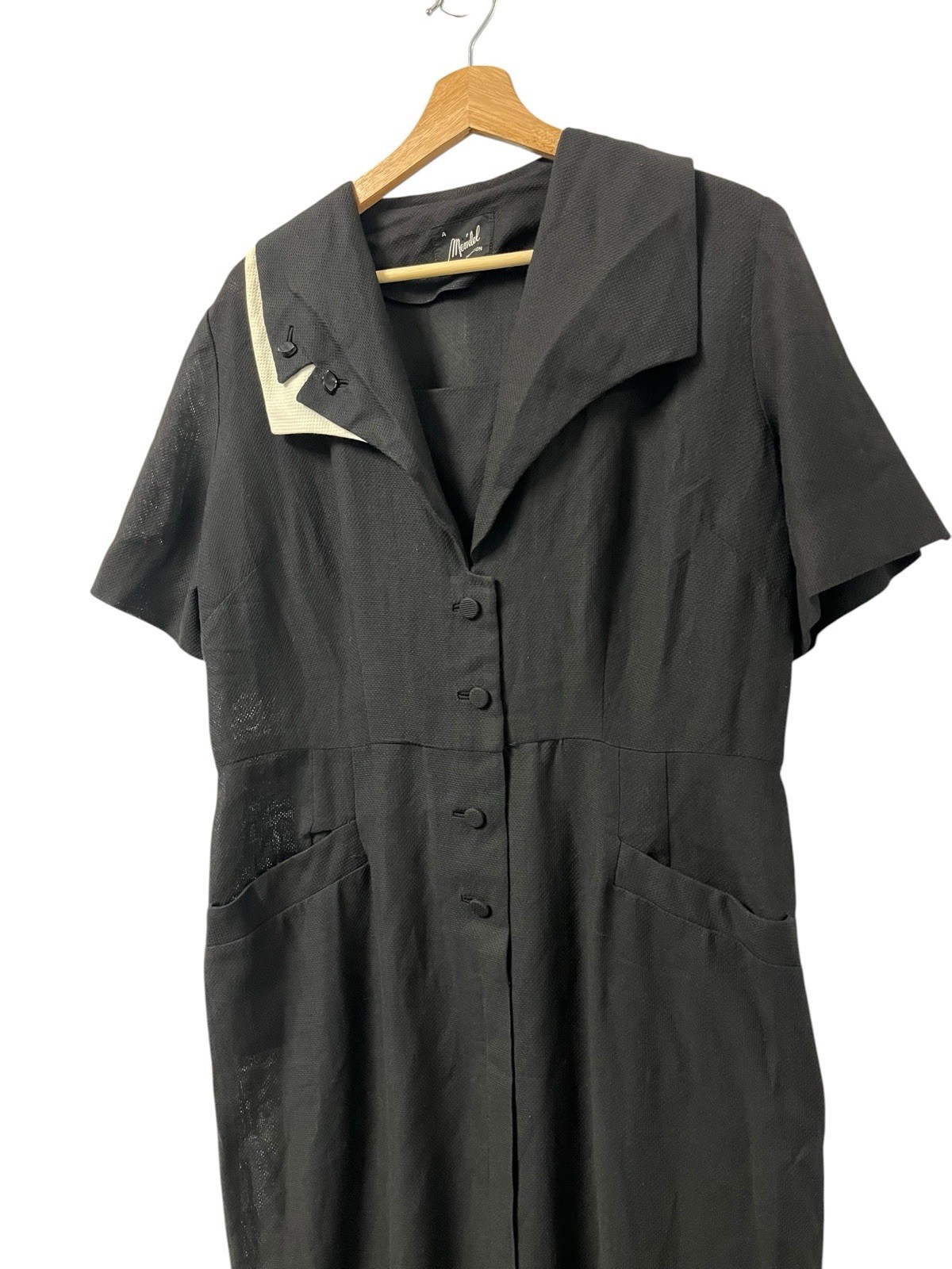 Vintage 1950s A. Mendel Creation Day Dress Women’s L Black White Tea Dress