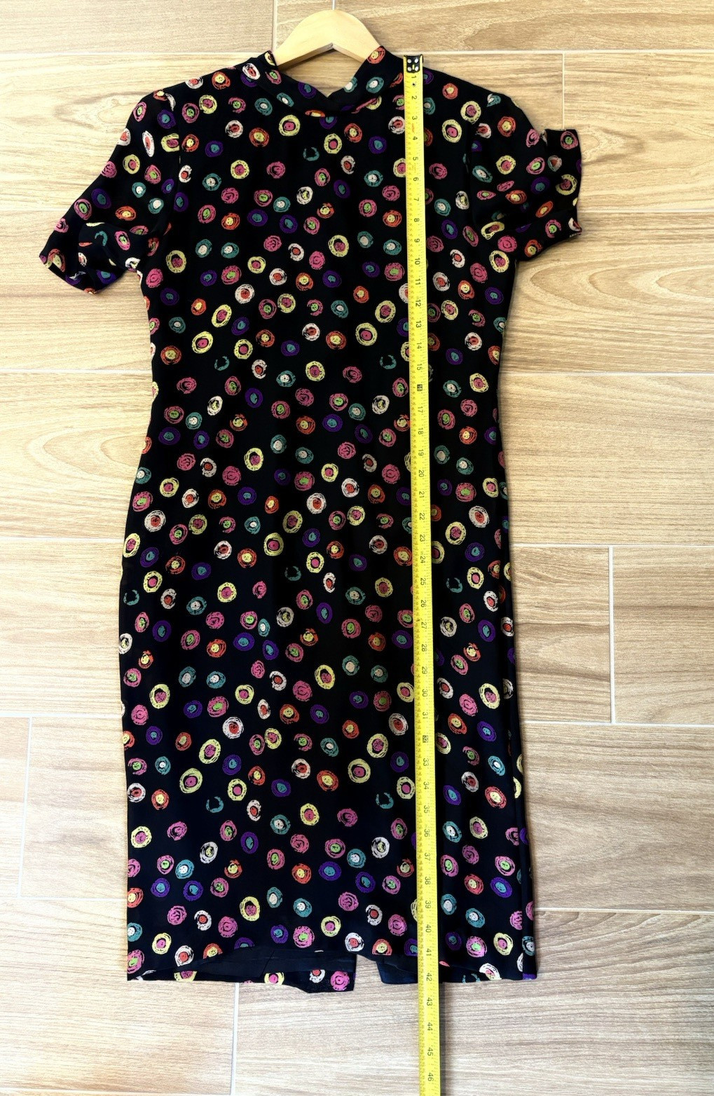 Vtg 80s Julie Francis 100% Silk Rainbow Abstract Dot Dress Retro Glam Designer 6